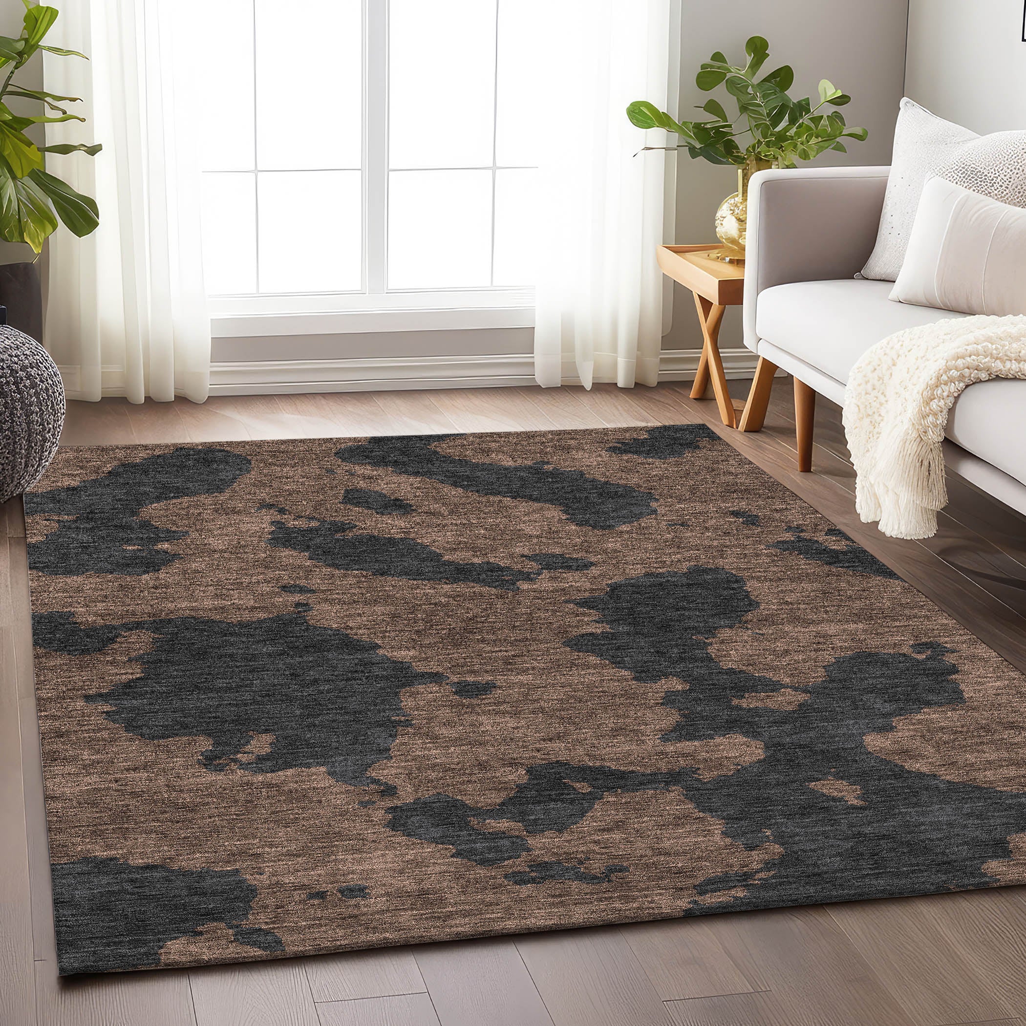 Lima Machine Washable Transitional Chocolate Brown Rug 2'6" x 3'10" #shape_Rectangle