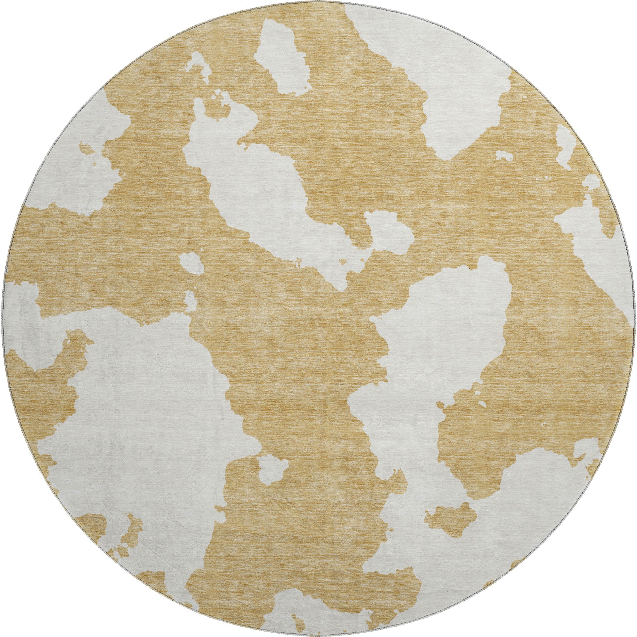 Lima Machine Washable Transitional Gold Rug 8' x 8' #shape_Round