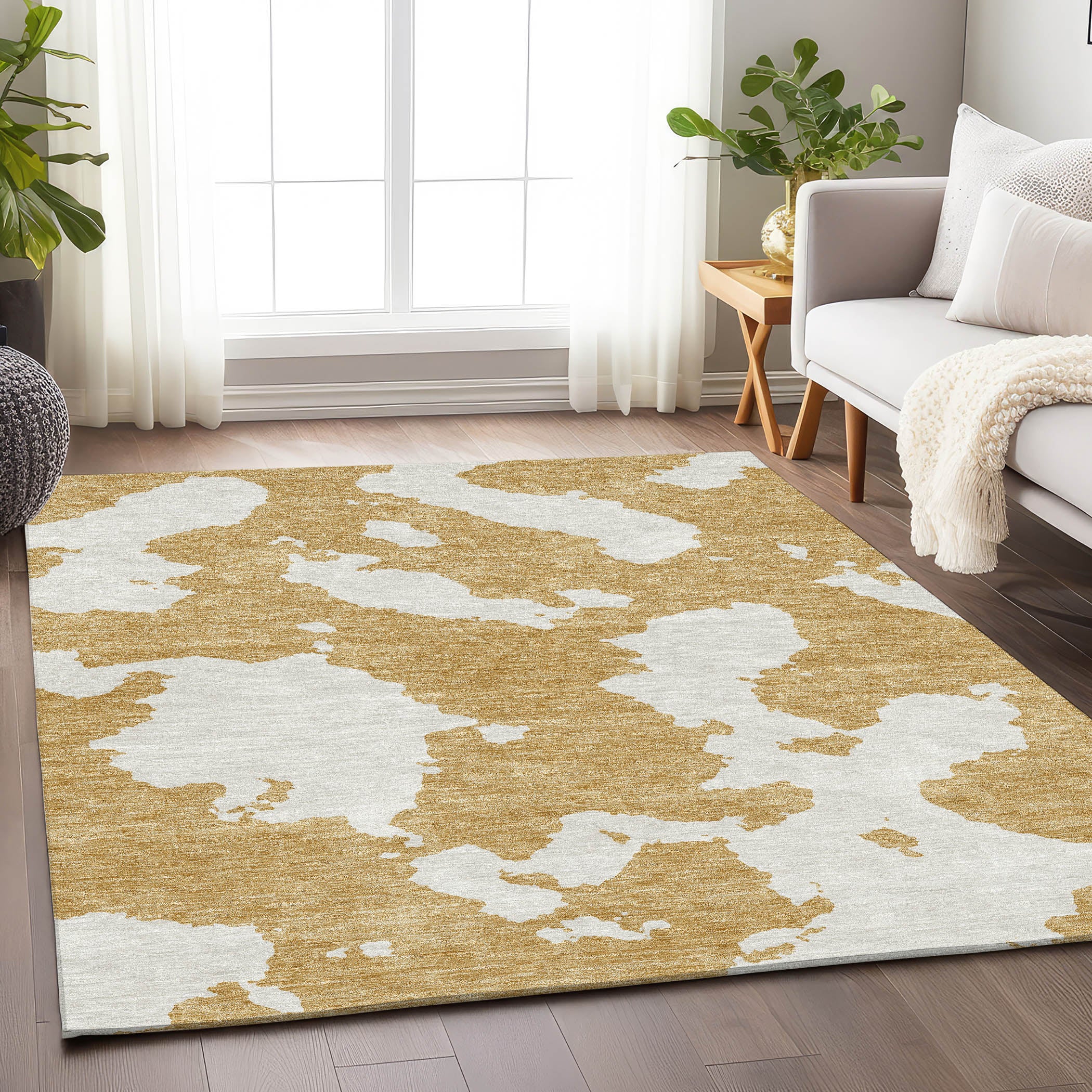 Lima Machine Washable Transitional Gold Rug 2'6" x 3'10" #shape_Rectangle
