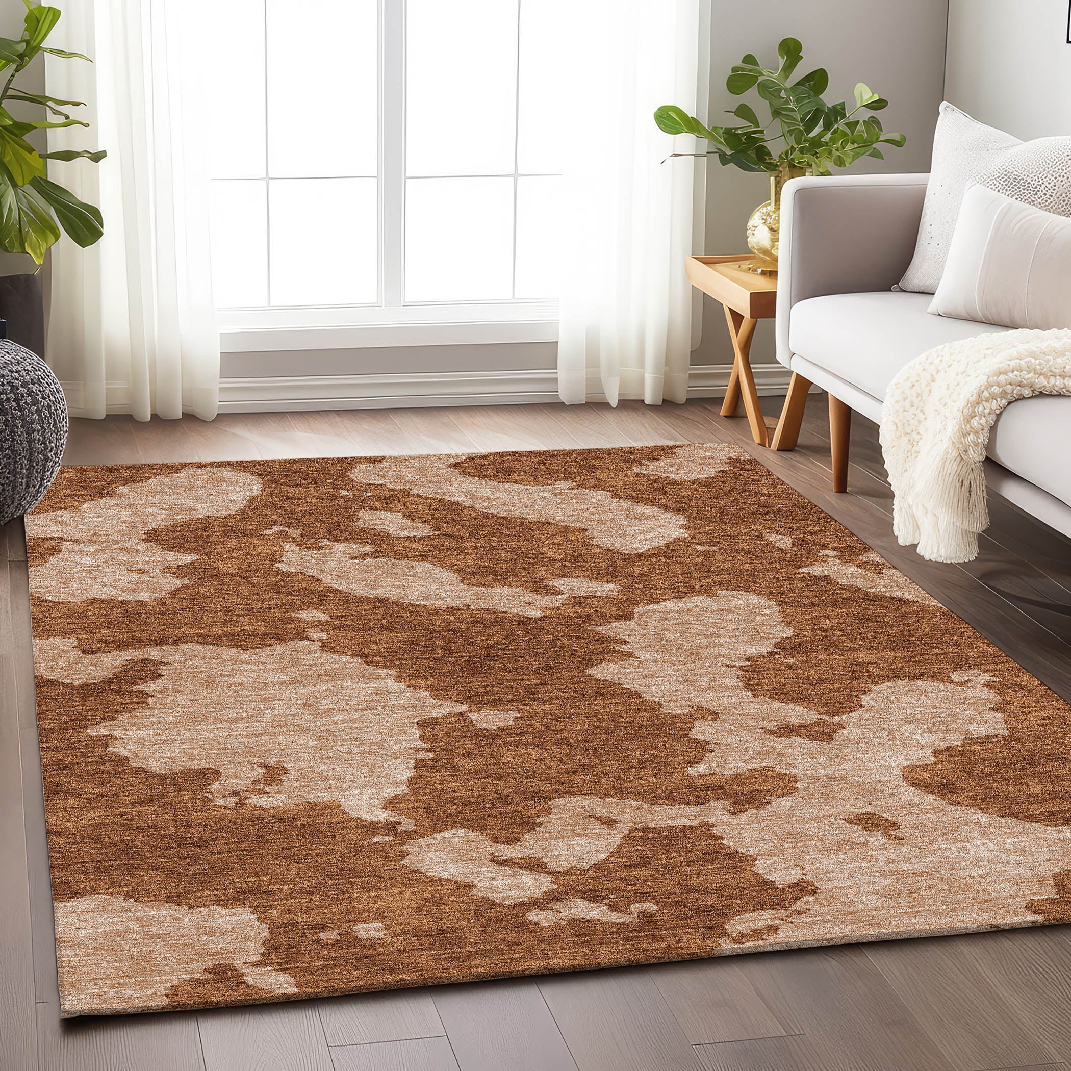 Lima Machine Washable Transitional Terracotta Orange Rug 2'6" x 3'10" #shape_Rectangle