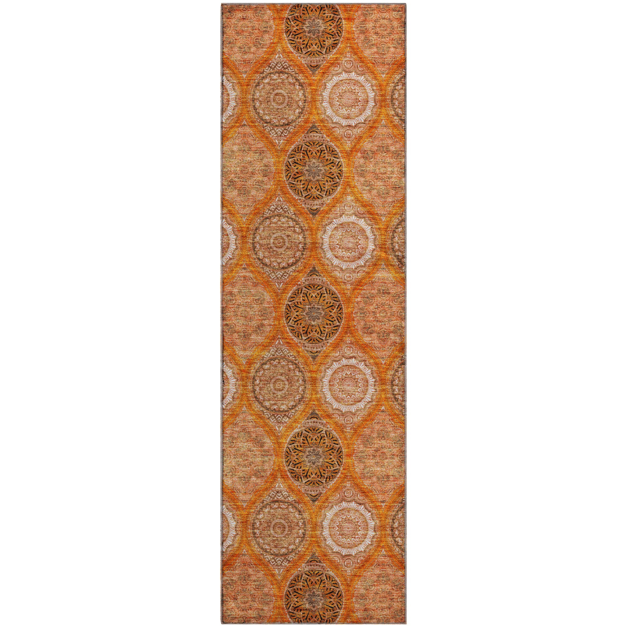 Ghent Machine Washable Transitional Orange Rug 2'3" x 7'6" #shape_Runner