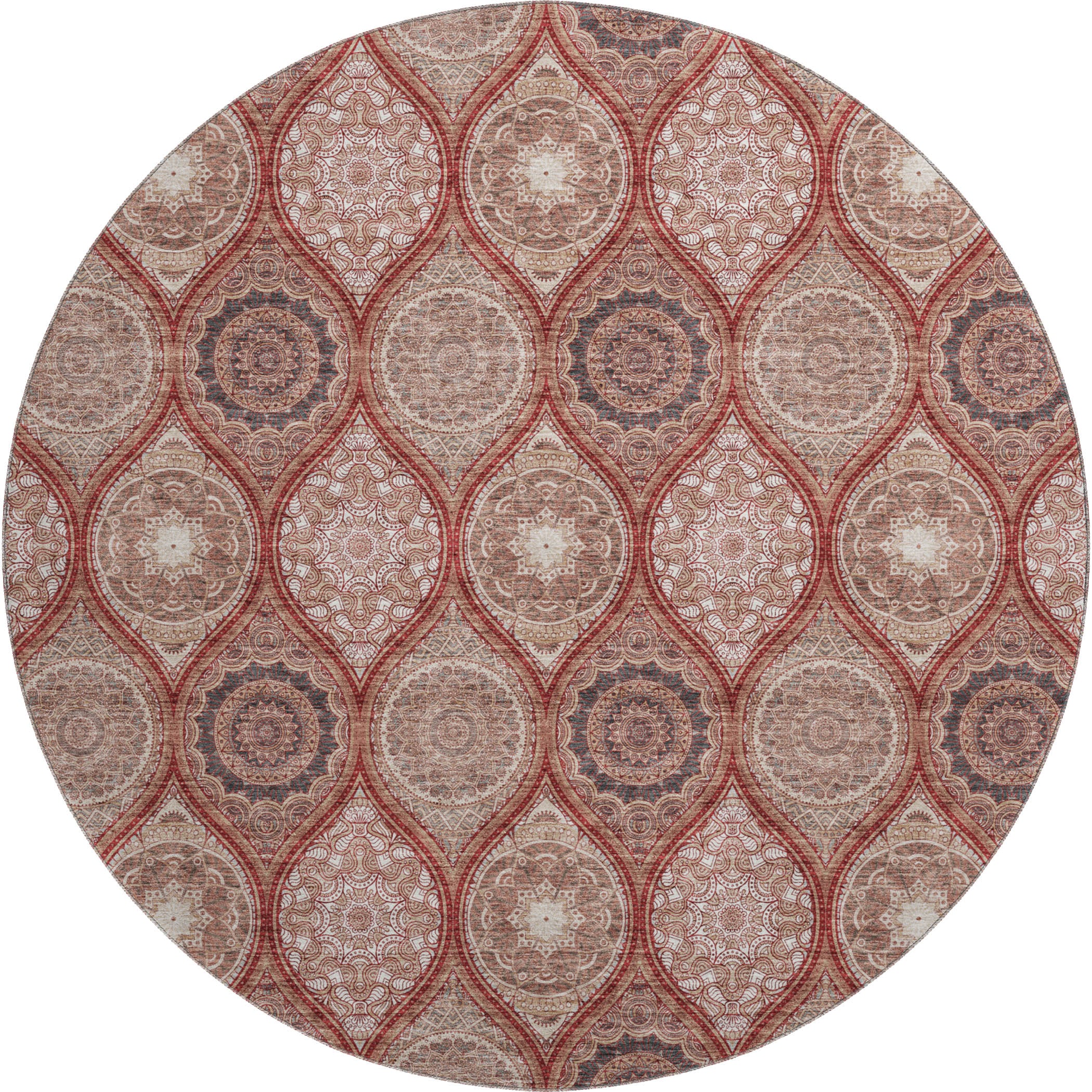 Ghent Machine Washable Transitional Paprika Orange Rug 8' x 8' #shape_Round