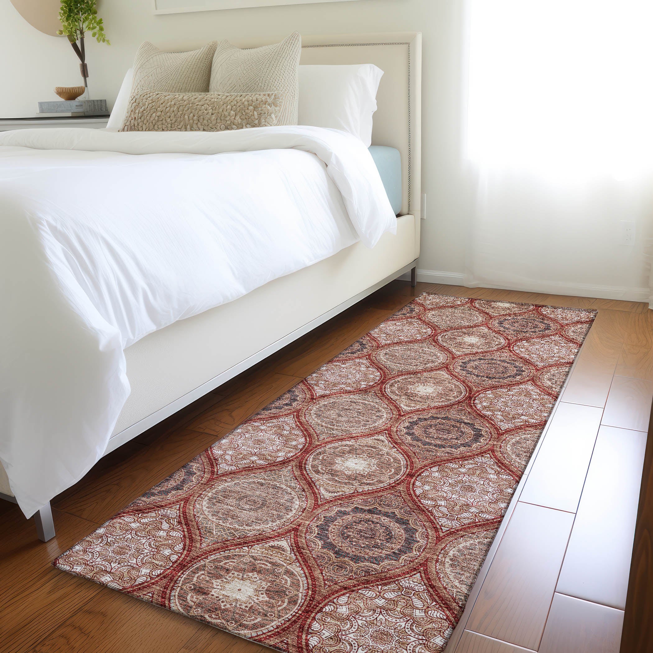 Ghent Machine Washable Transitional Paprika Orange Rug 2'3" x 7'6" #shape_Runner