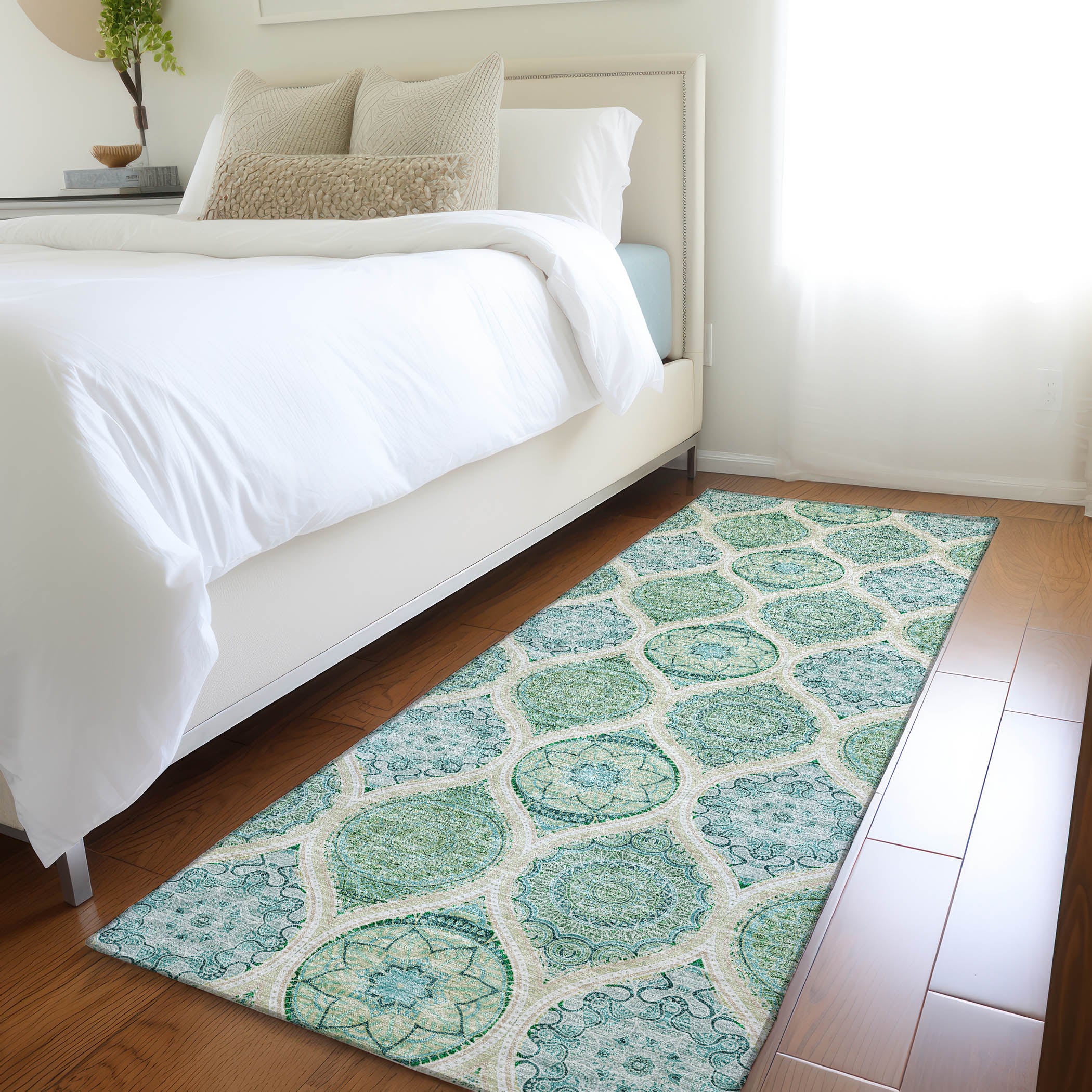 Ghent Machine Washable Transitional Sage Green Rug 2'3" x 7'6" #shape_Runner