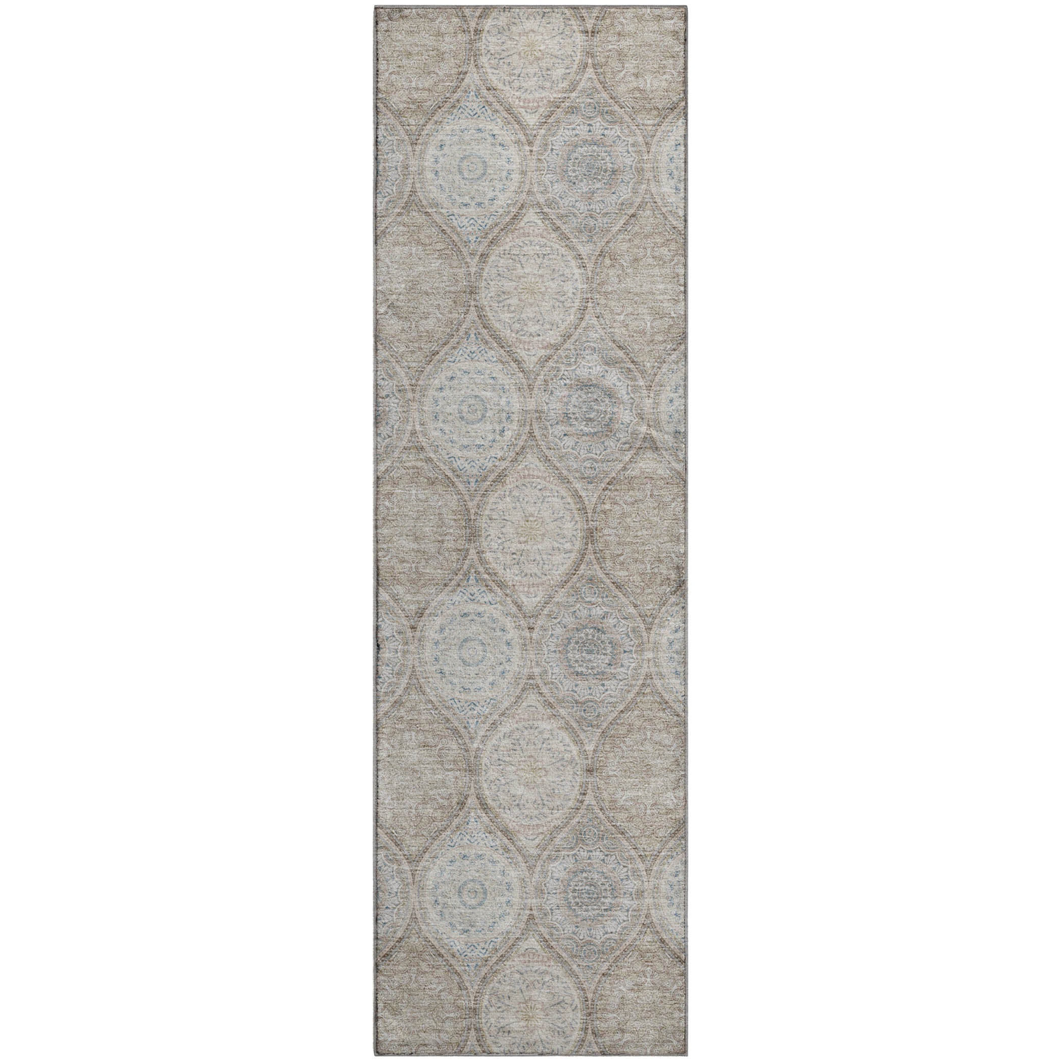 Ghent Machine Washable Transitional Taupe Brown Rug 2'3" x 7'6" #shape_Runner