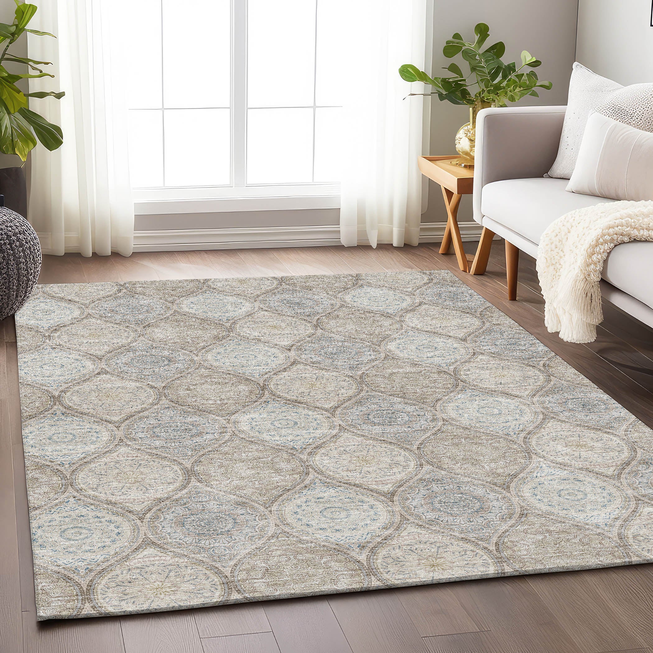 Ghent Machine Washable Transitional Taupe Brown Rug 2'6" x 3'10" #shape_Rectangle