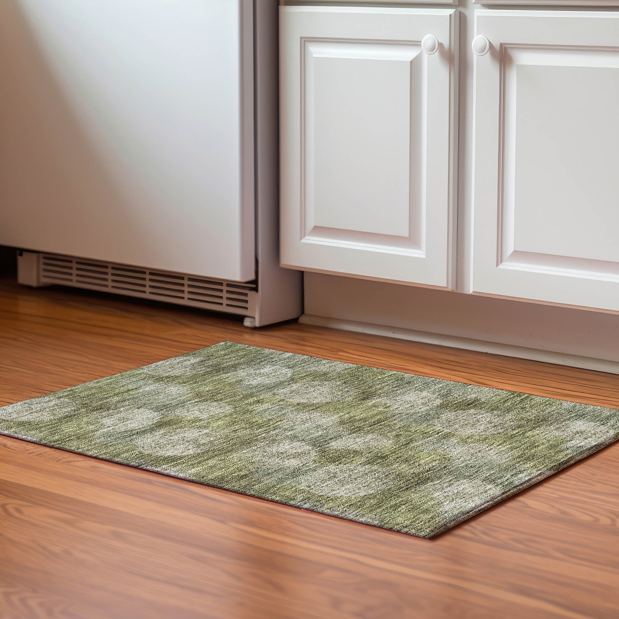 Santorini Machine Washable Transitional Green Rug 1'8" x 2'6" #shape_Rectangle