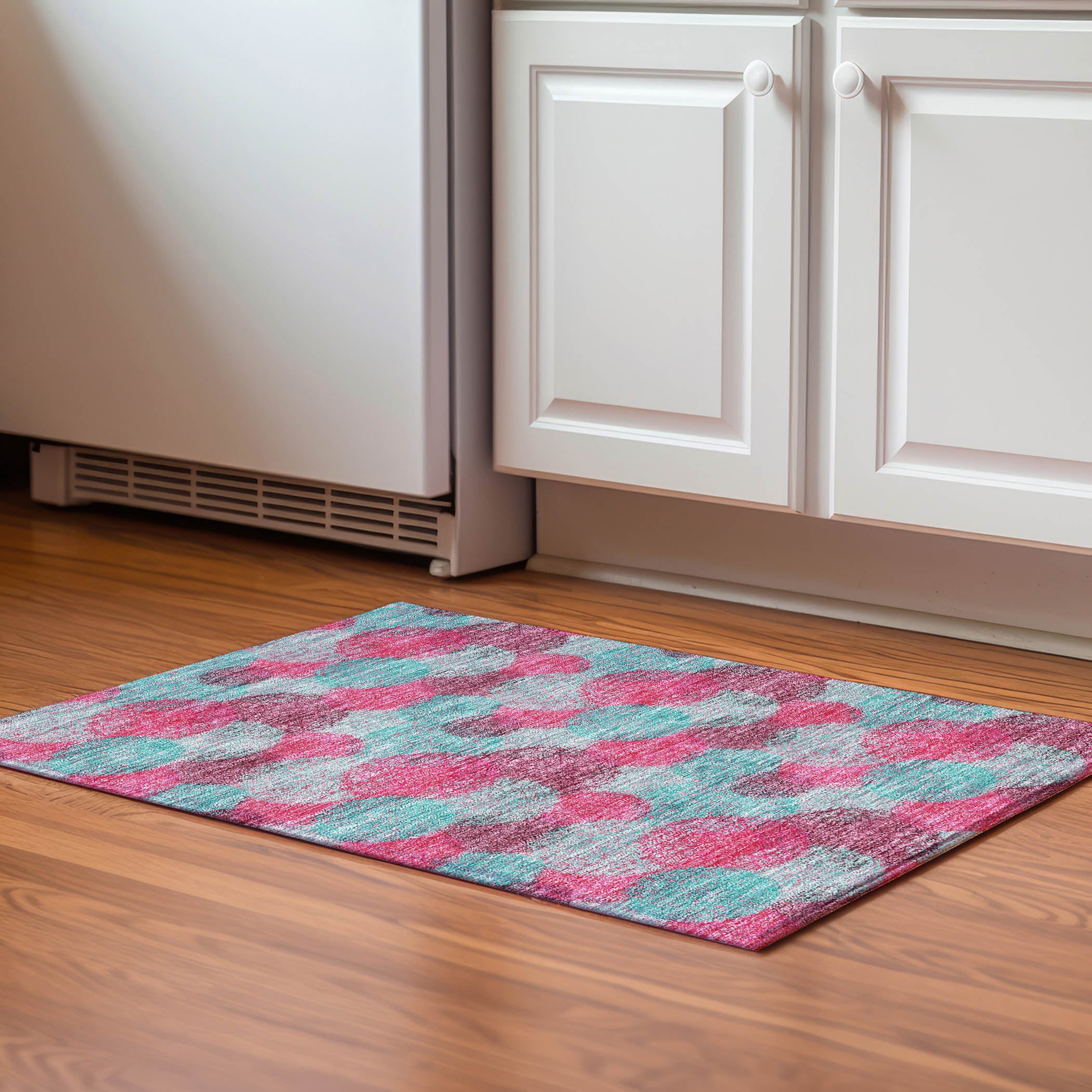 Santorini Machine Washable Transitional Pink Rug 1'8" x 2'6" #shape_Rectangle