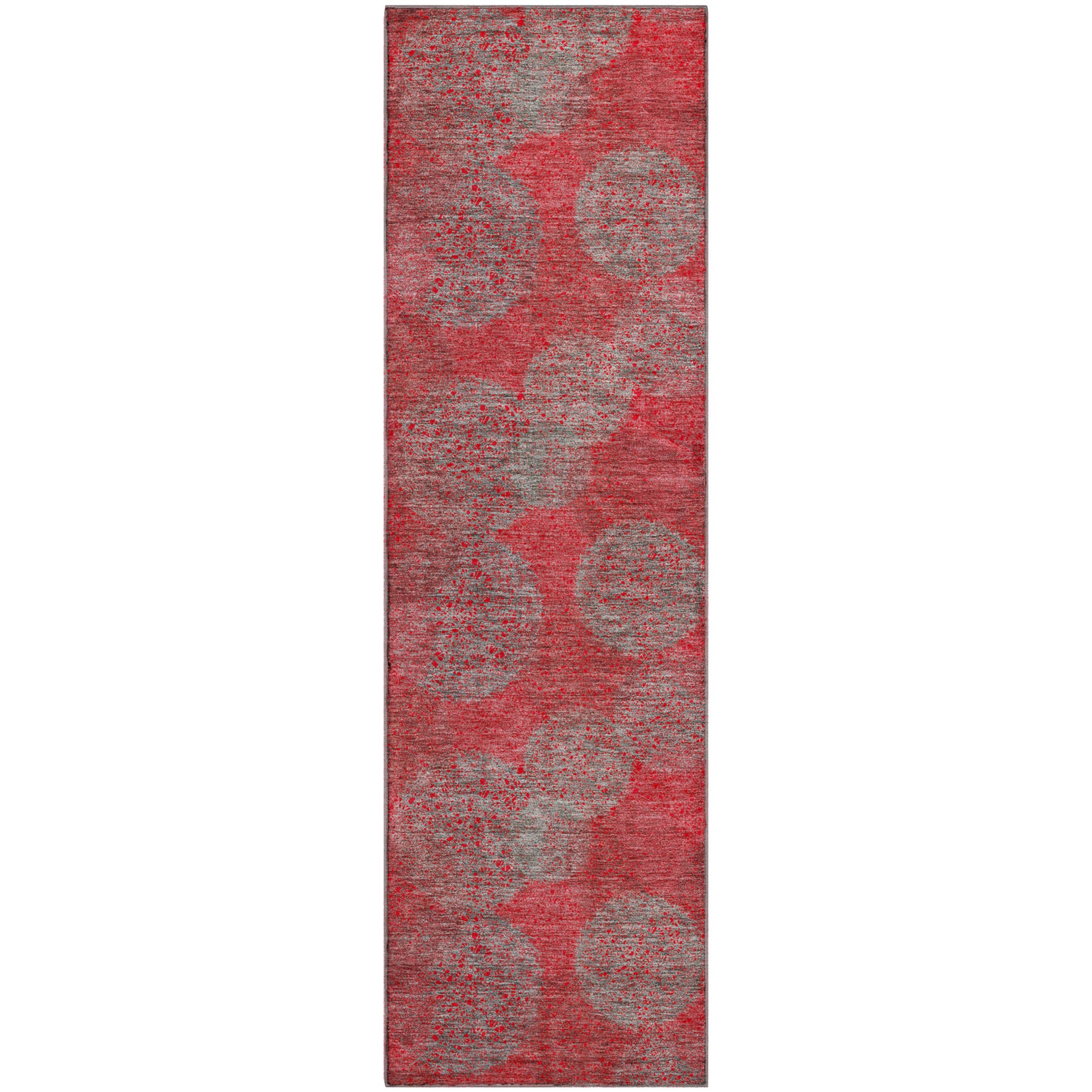 Santorini Machine Washable Transitional Red Rug 2'3" x 7'6" #shape_Runner