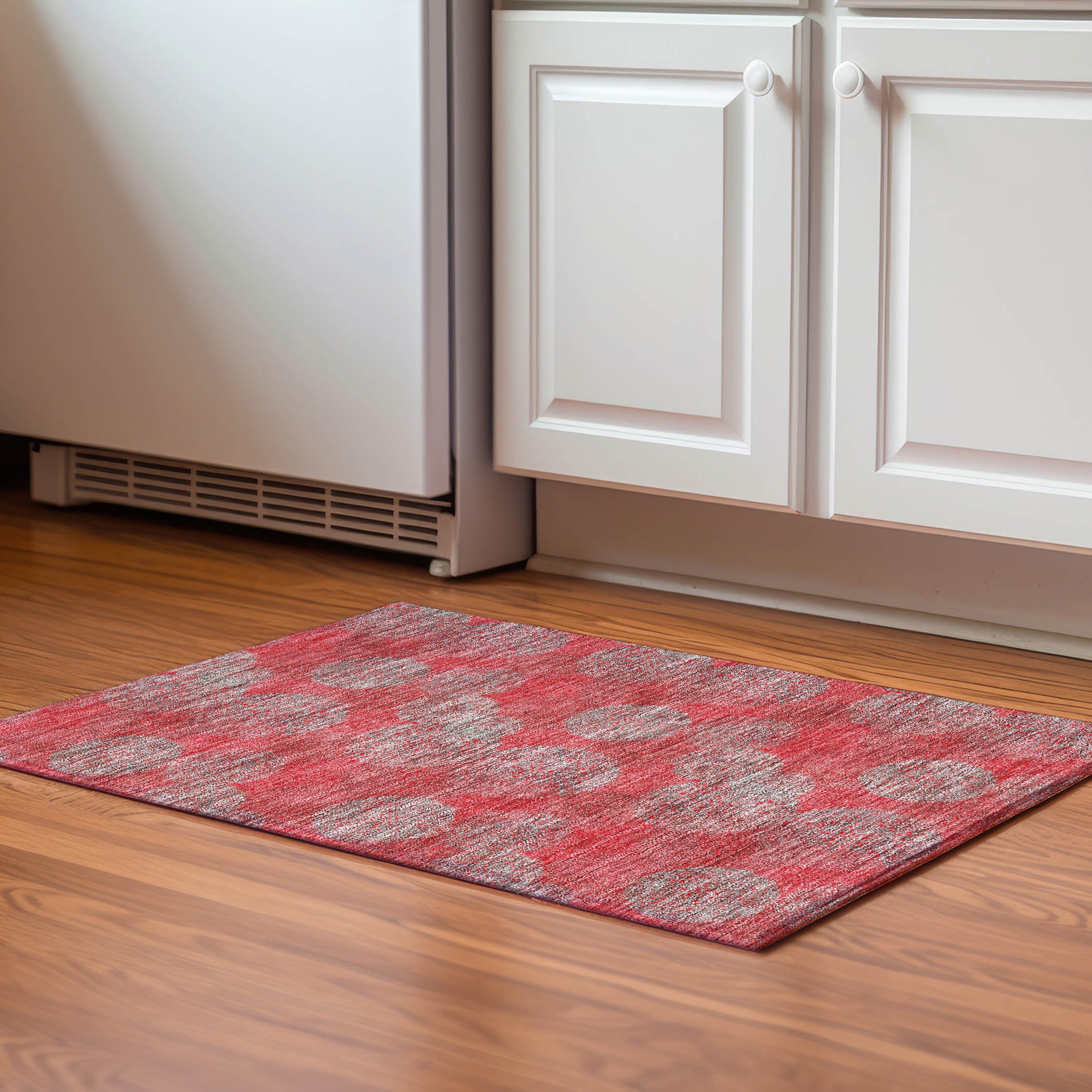 Santorini Machine Washable Transitional Red Rug 1'8" x 2'6" #shape_Rectangle