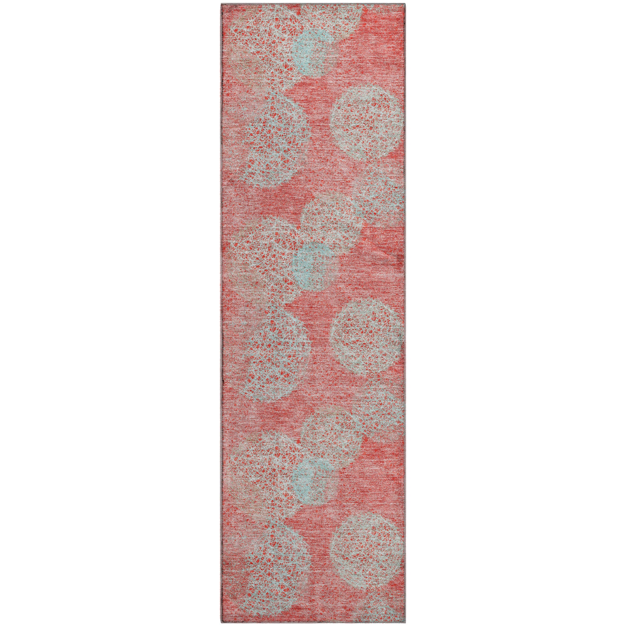 Santorini Machine Washable Transitional Salmon Orange Rug 2'3" x 7'6" #shape_Runner