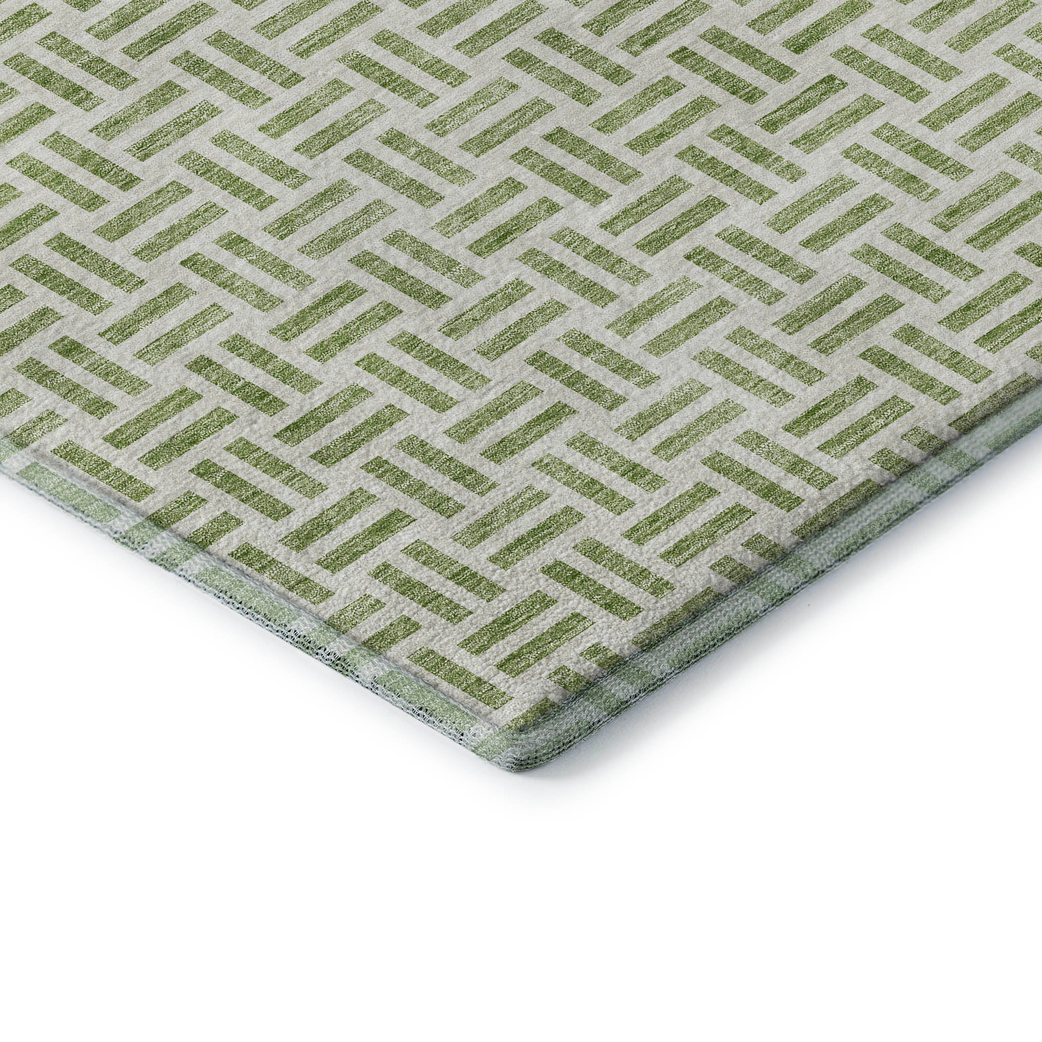 Tbilisi Machine Washable Transitional Aloe Green Rug 1'8" x 2'6" #shape_Rectangle