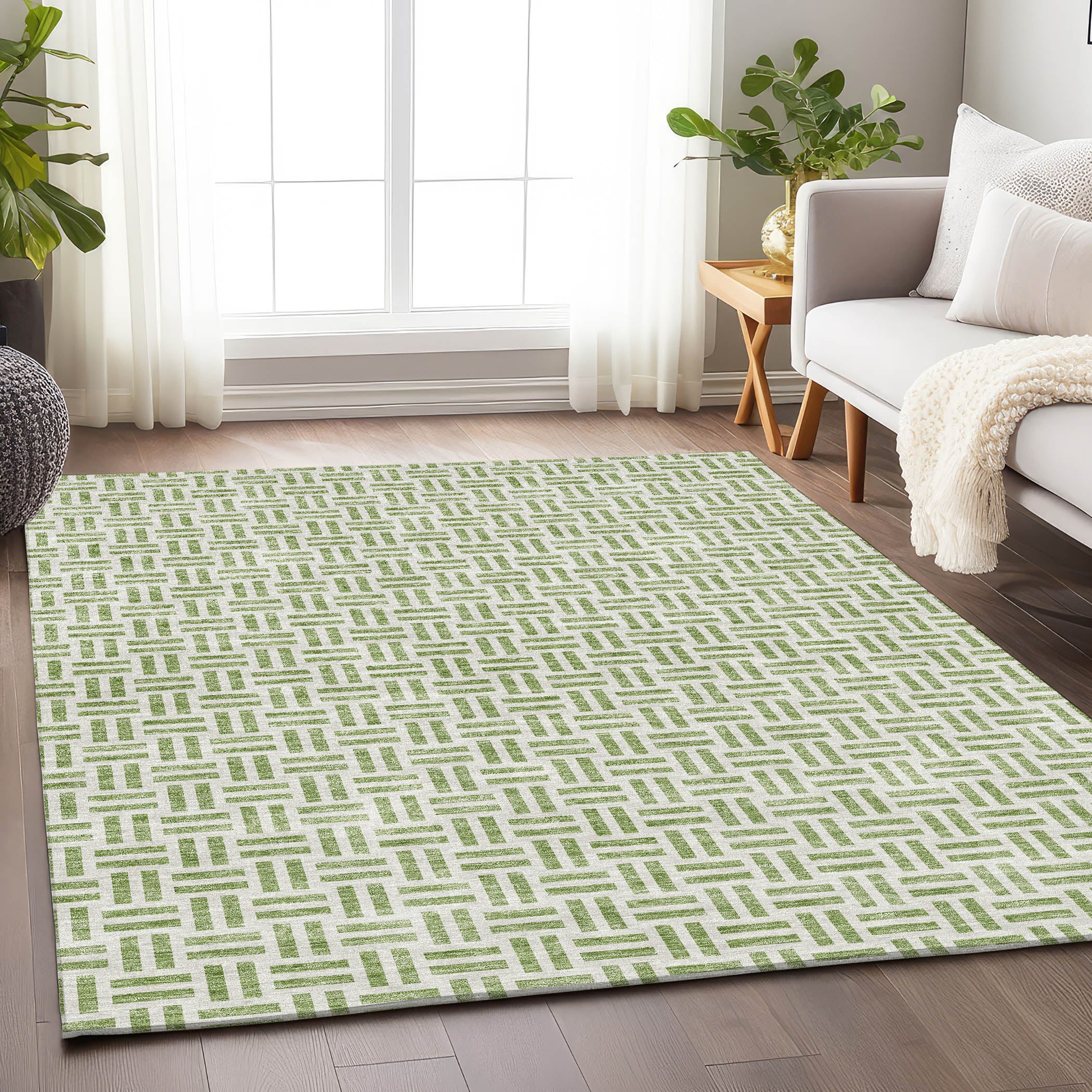 Tbilisi Machine Washable Transitional Aloe Green Rug 2'6" x 3'10" #shape_Rectangle