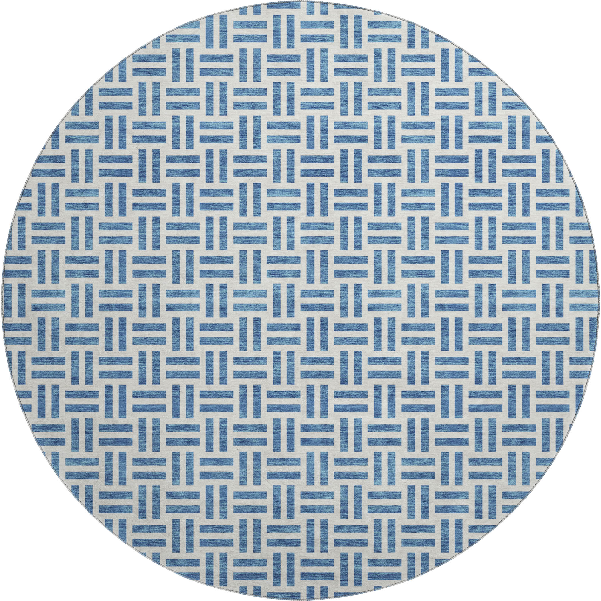 Tbilisi Machine Washable Transitional Denim Blue Rug 8' x 8' #shape_Round