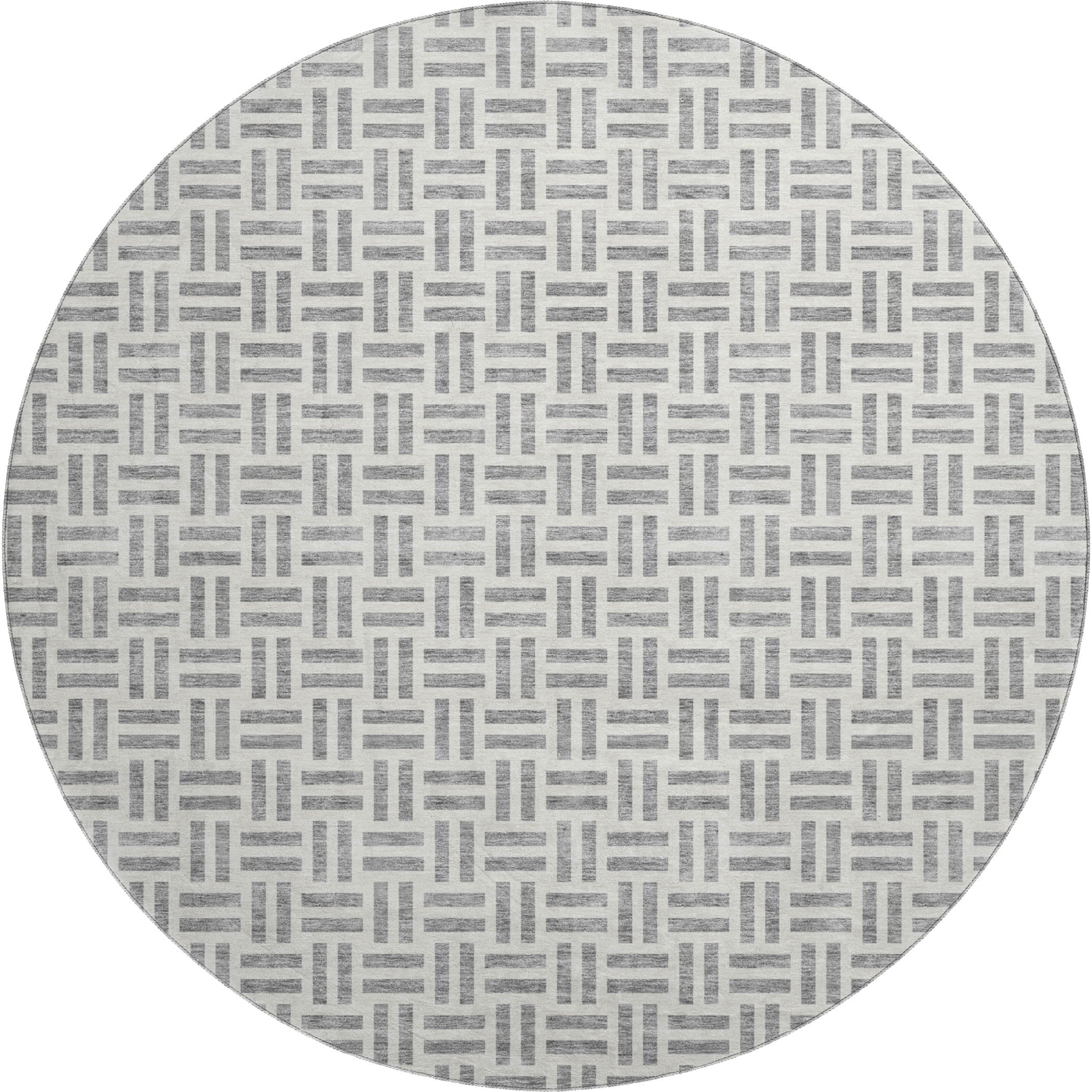 Tbilisi Machine Washable Transitional Gray Rug 8' x 8' #shape_Round