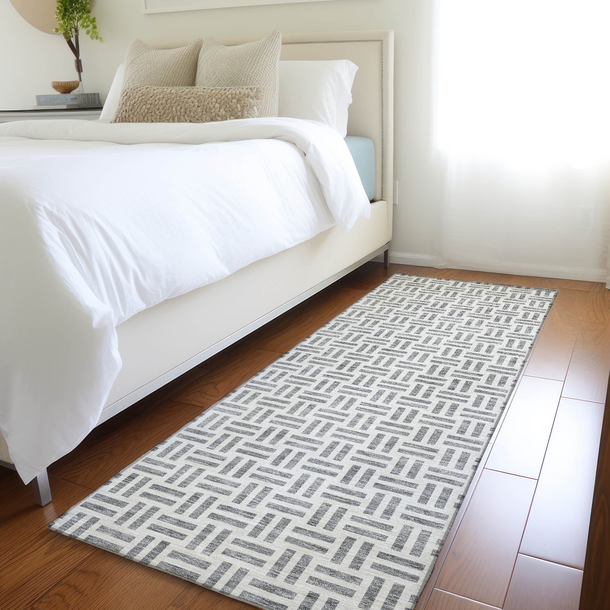 Tbilisi Machine Washable Transitional Gray Rug 2'3" x 7'6" #shape_Runner