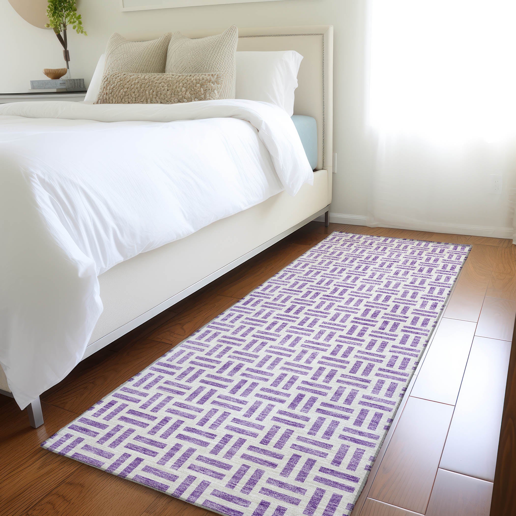 Tbilisi Machine Washable Transitional Lavender Purple Rug 2'3" x 7'6" #shape_Runner