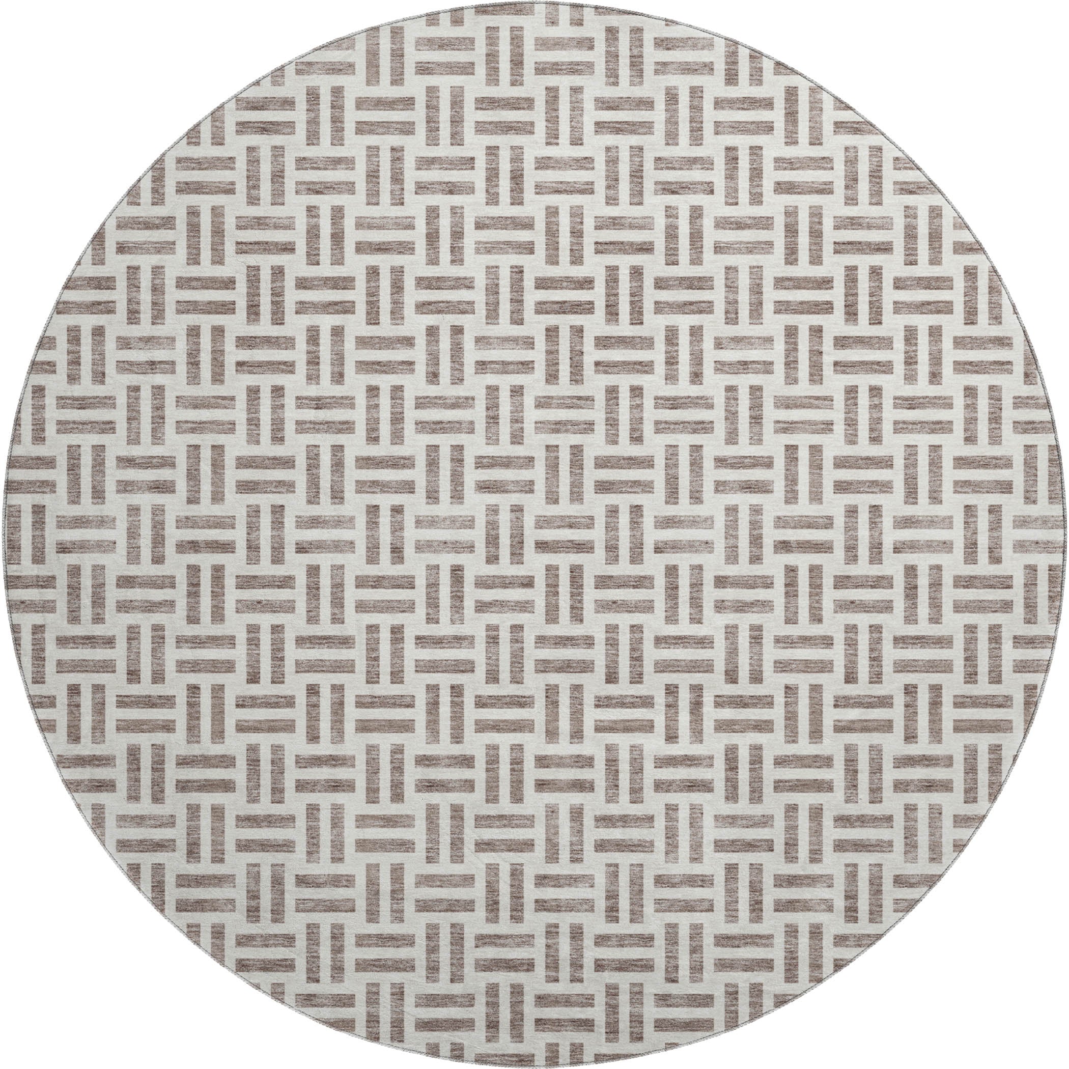 Tbilisi Machine Washable Transitional Taupe Brown Rug 8' x 8' #shape_Round