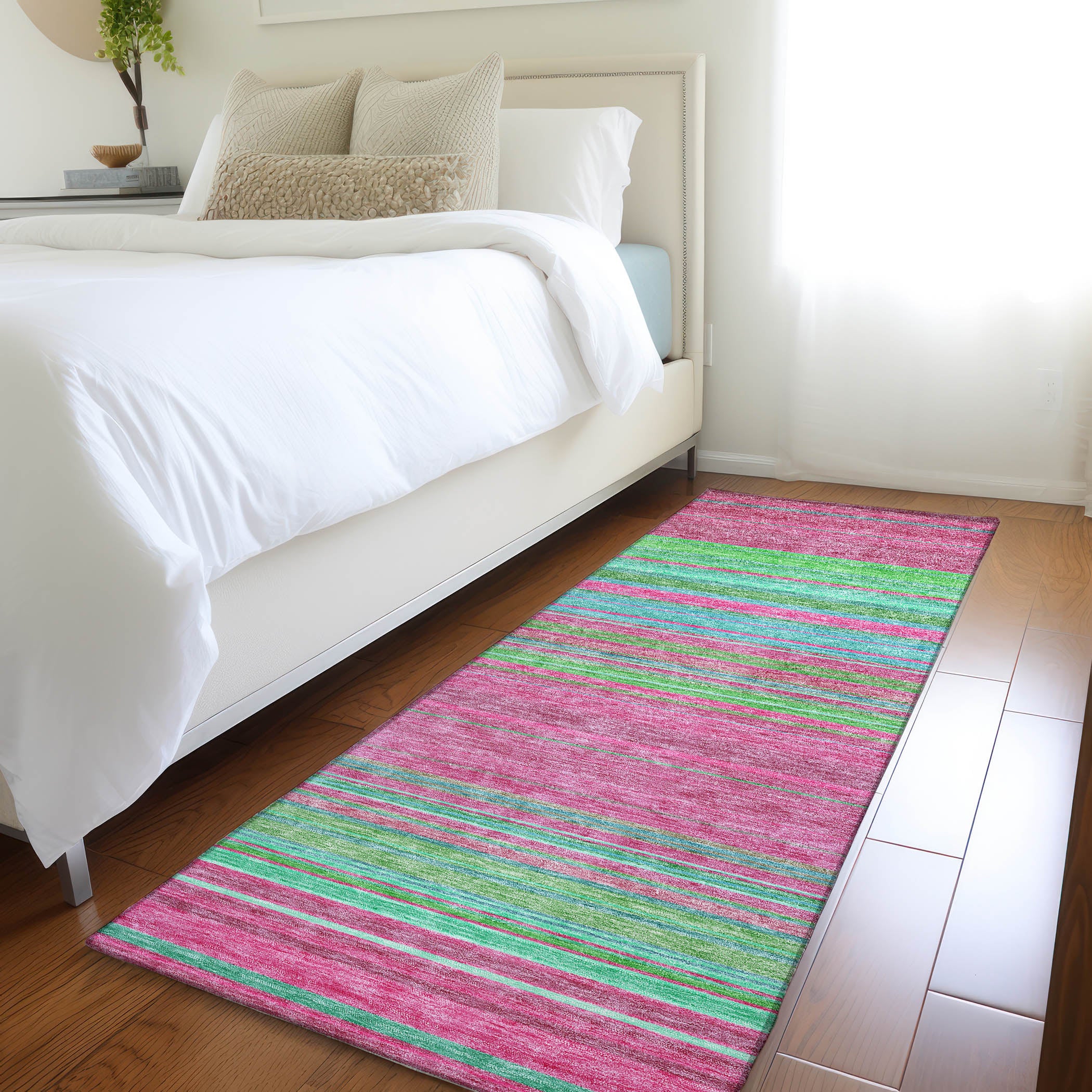 Santorini Machine Washable Transitional Blush Pink Rug 2'3" x 7'6" #shape_Runner