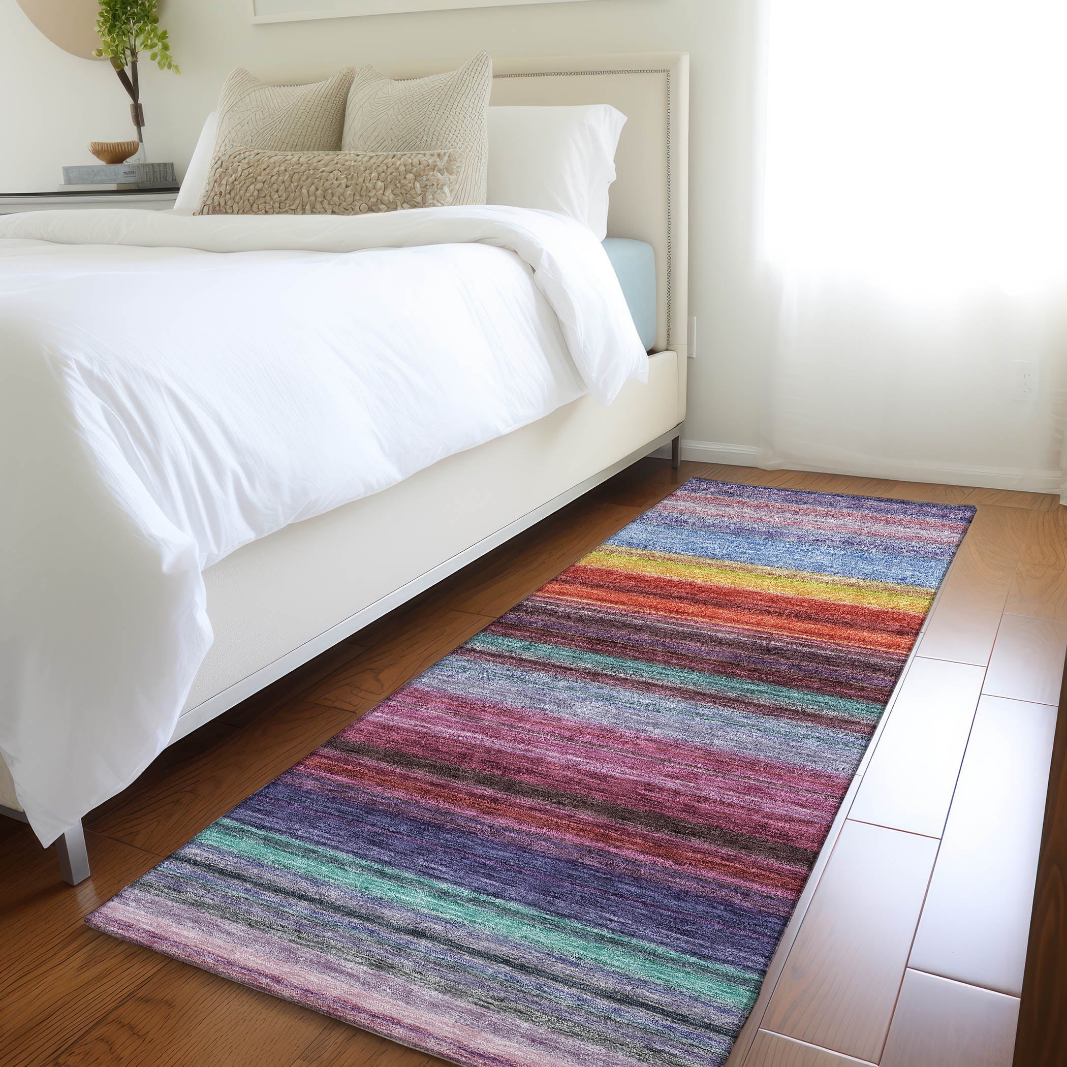 Santorini Machine Washable Transitional Lavender Purple Rug 2'3" x 7'6" #shape_Runner