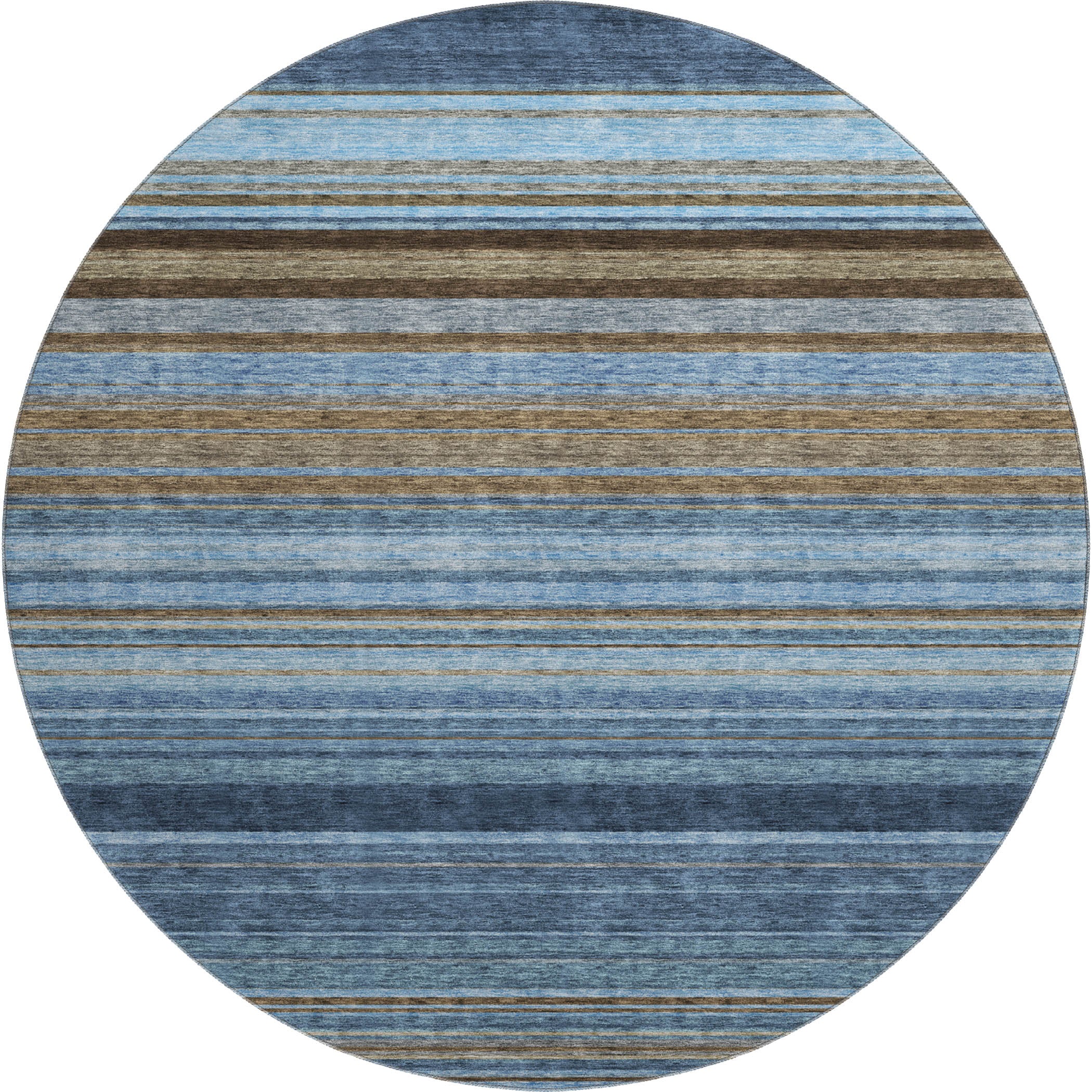 Santorini Machine Washable Transitional Navy Blue Rug 8' x 8' #shape_Round