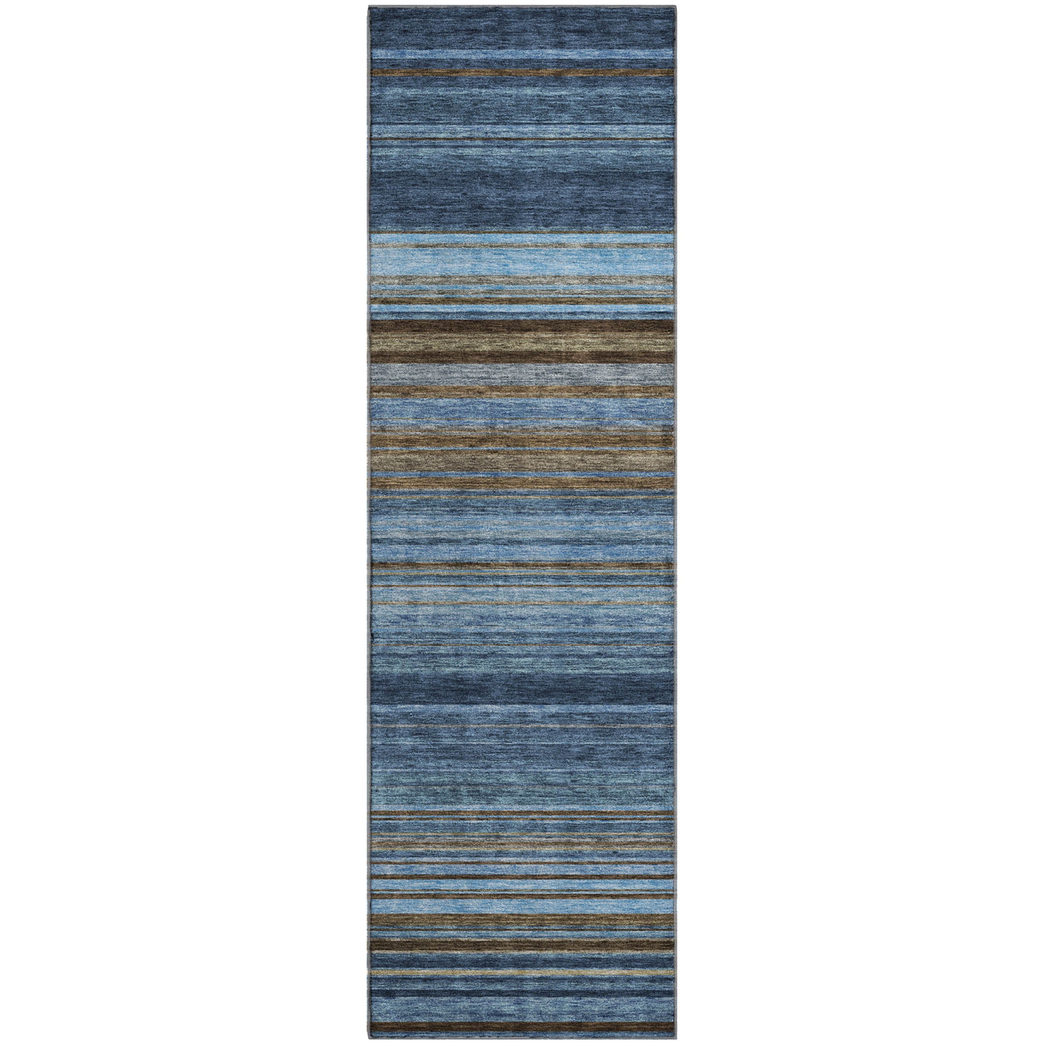 Santorini Machine Washable Transitional Navy Blue Rug 2'3" x 7'6" #shape_Runner
