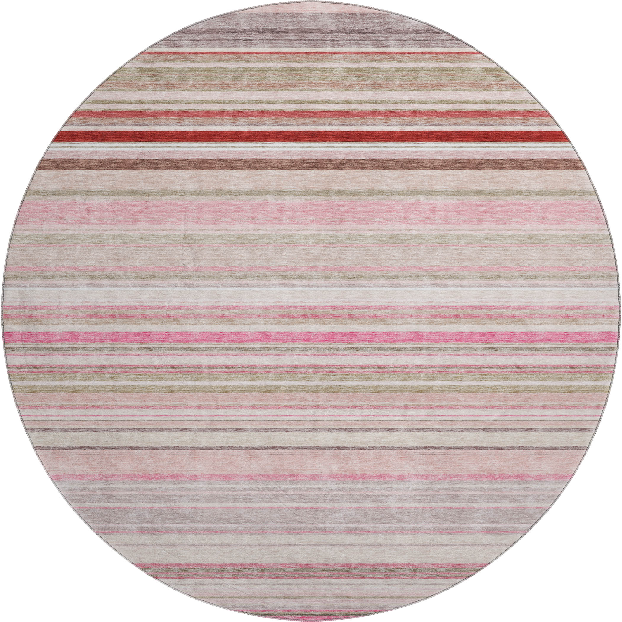 Santorini Machine Washable Transitional Pink Rug 8' x 8' #shape_Round