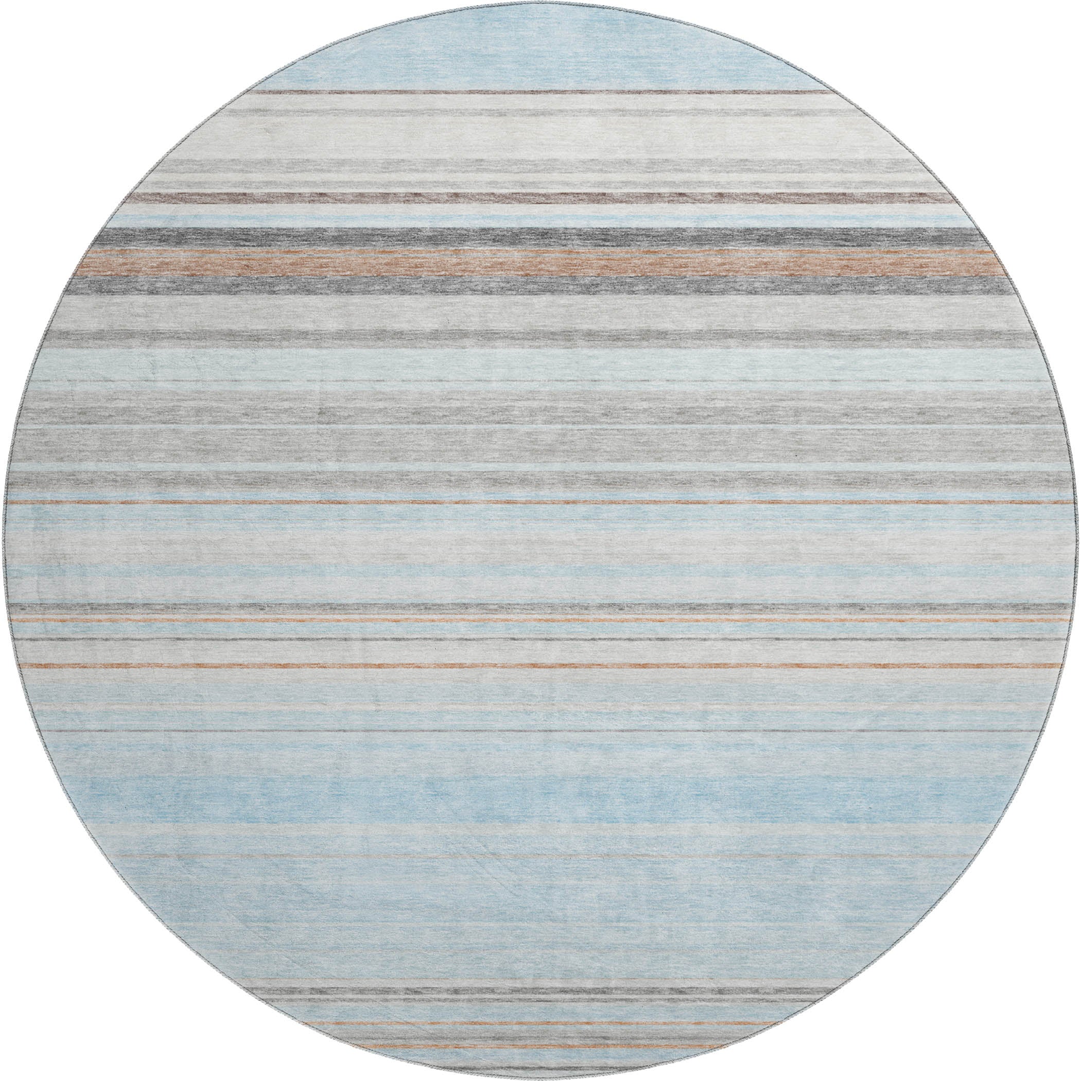 Santorini Machine Washable Transitional Sky Blue Rug 8' x 8' #shape_Round