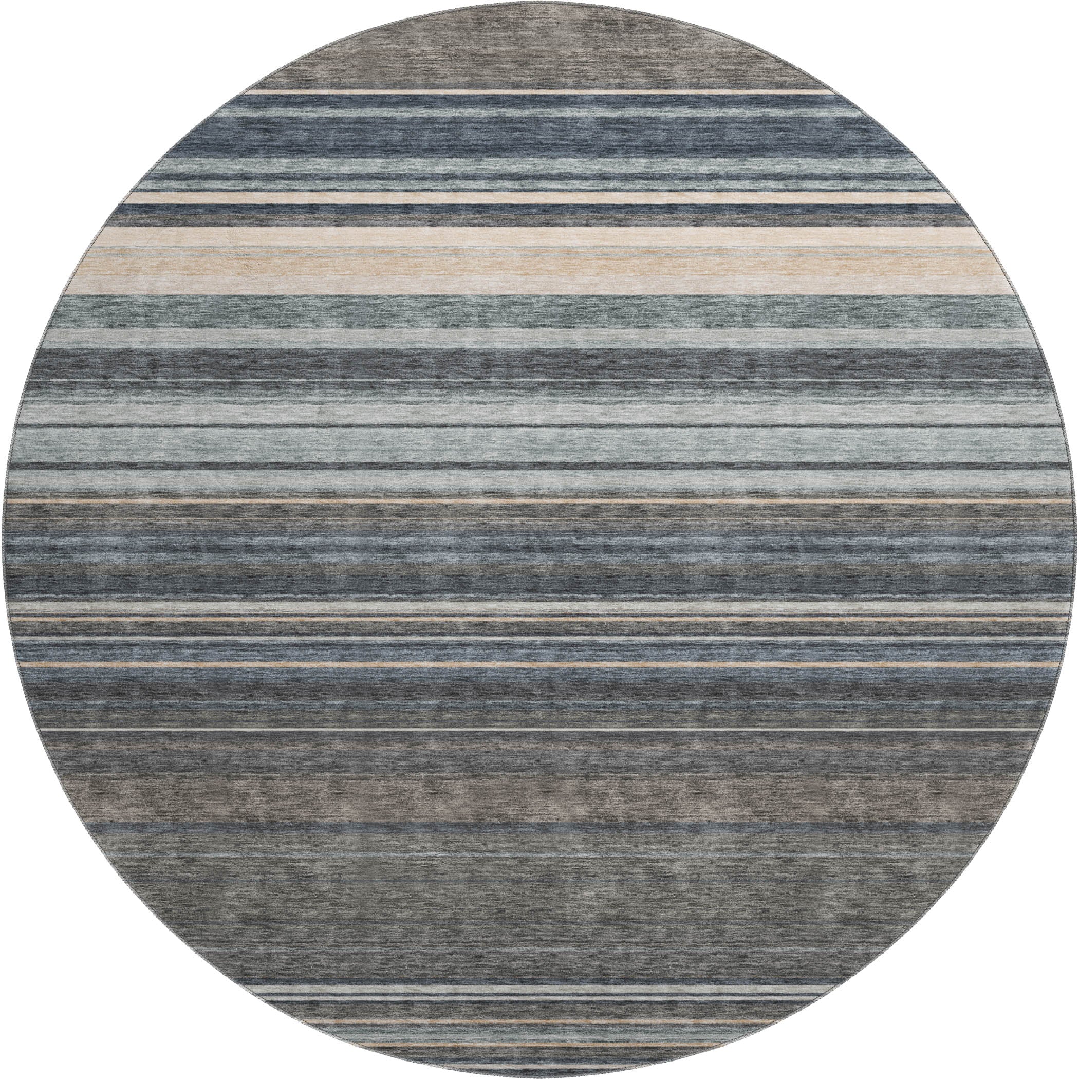 Santorini Machine Washable Transitional Taupe Brown Rug 8' x 8' #shape_Round