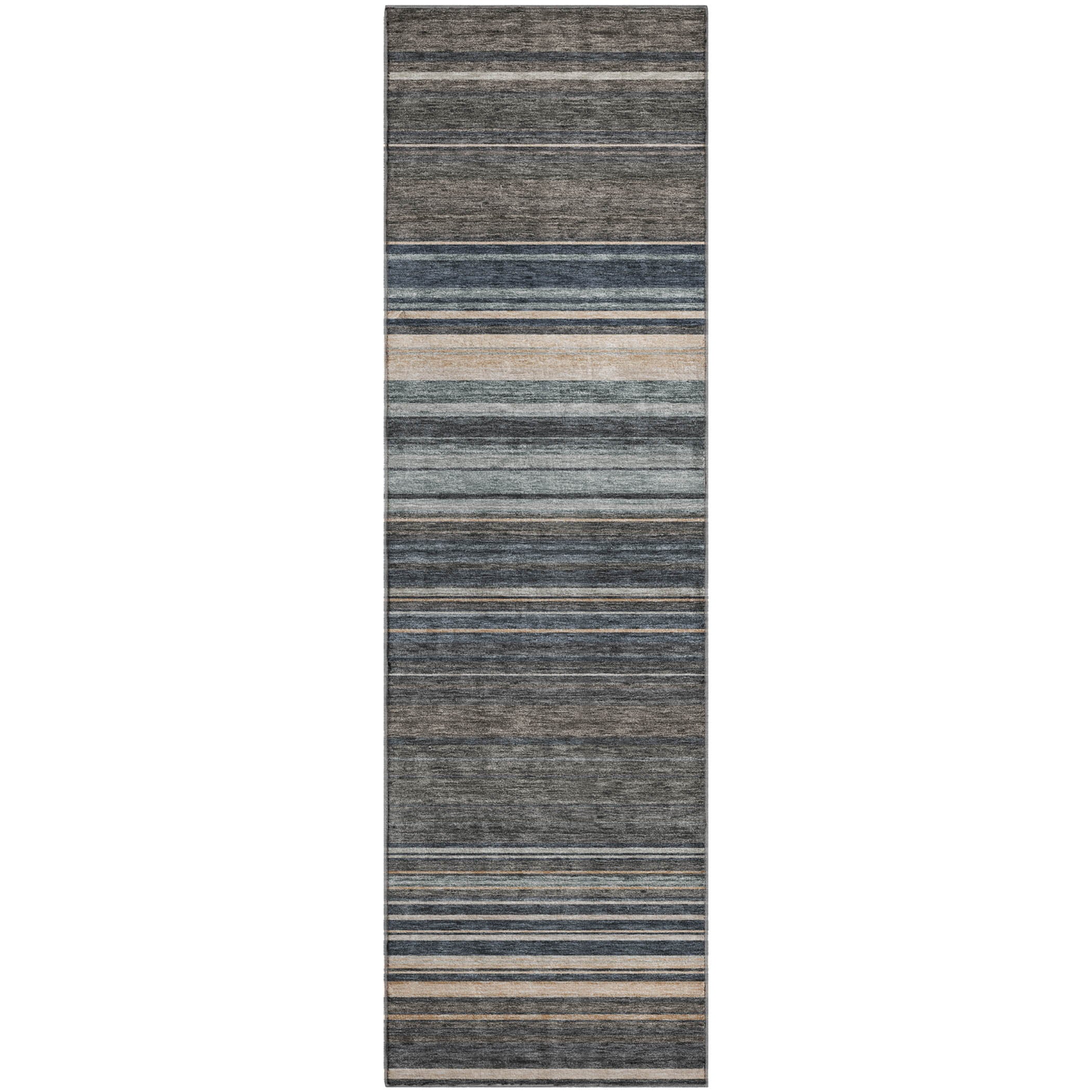 Santorini Machine Washable Transitional Taupe Brown Rug 2'3" x 7'6" #shape_Runner