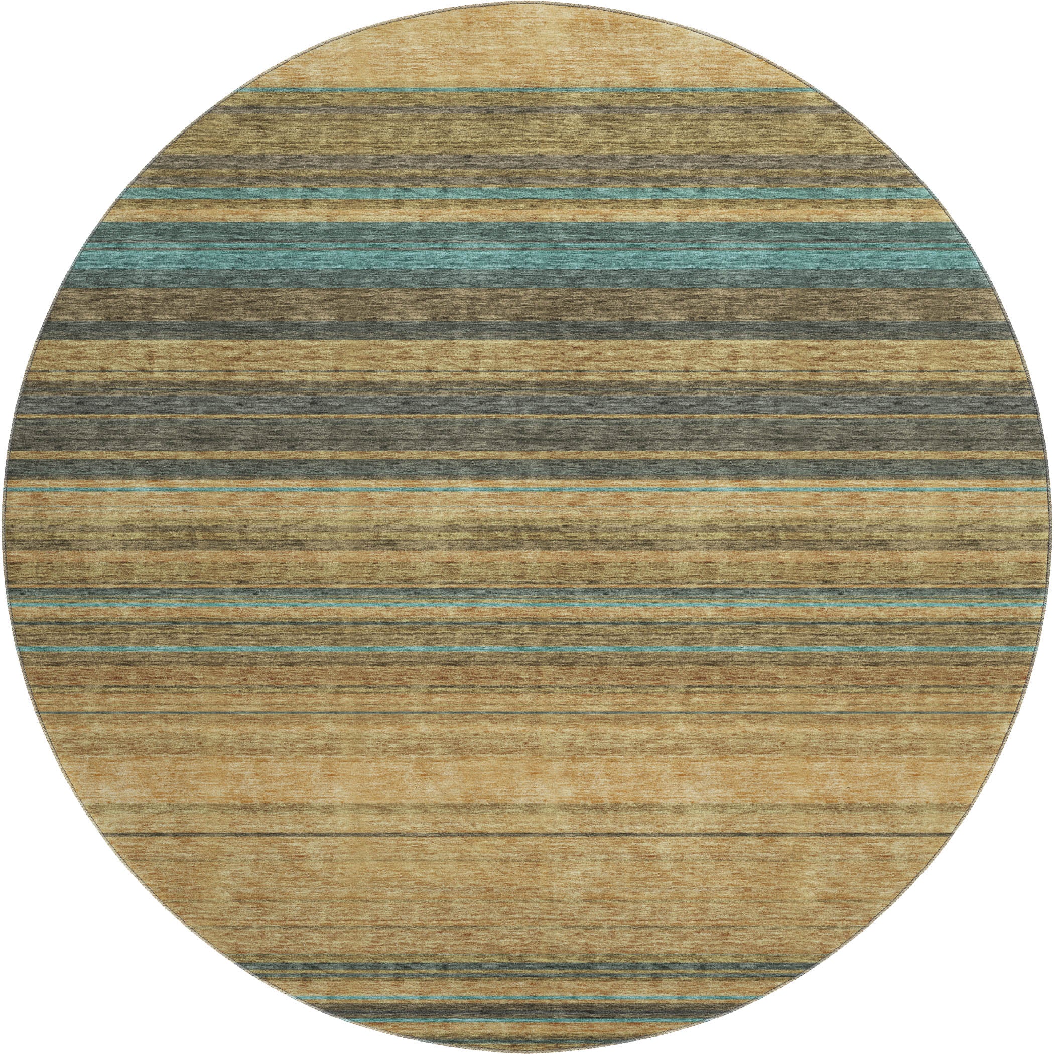 Santorini Machine Washable Transitional Wheat Gold Rug 8' x 8' #shape_Round