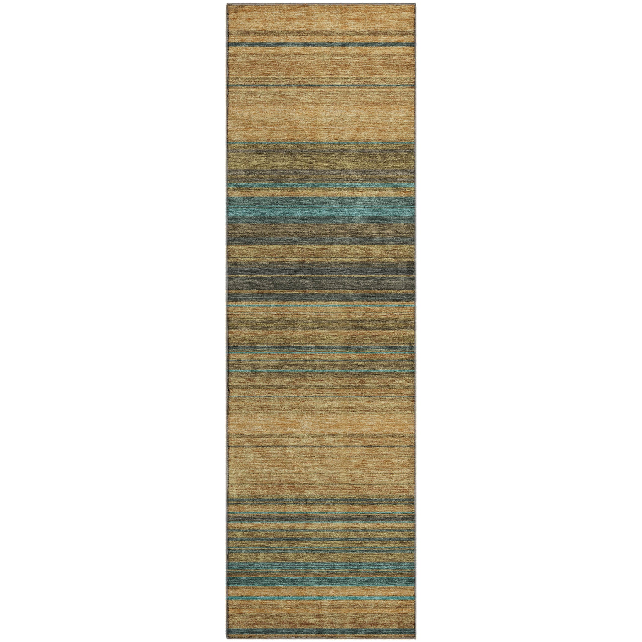 Santorini Machine Washable Transitional Wheat Gold Rug 2'3" x 7'6" #shape_Runner