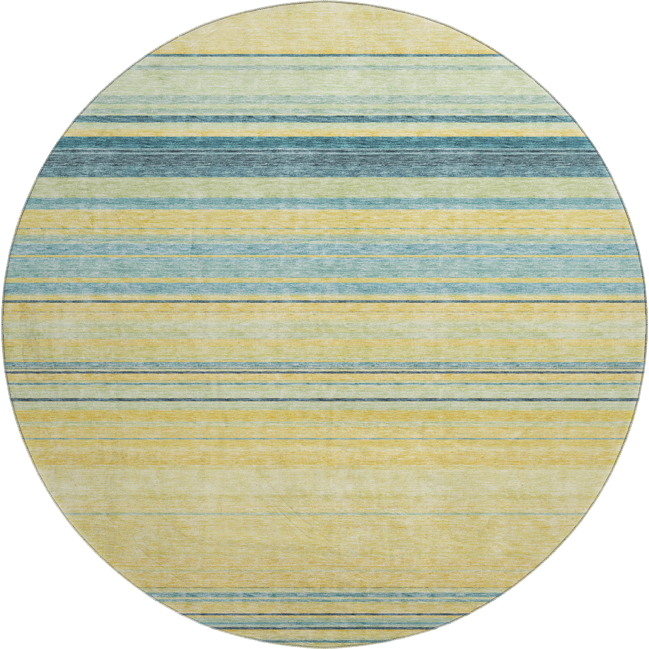 Santorini Machine Washable Transitional Yellow Gold Rug 8' x 8' #shape_Round