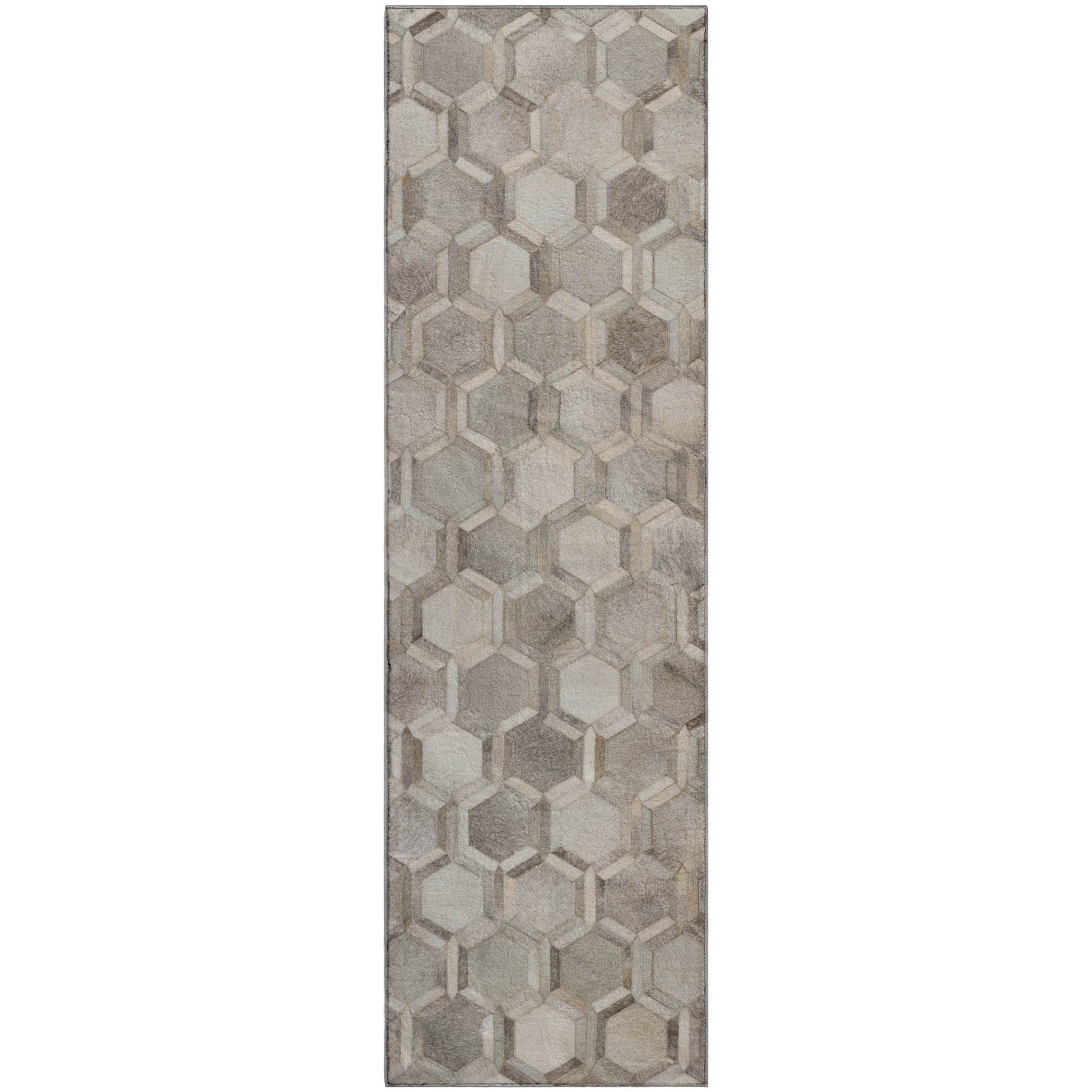 Oaxaca Machine Washable Cowhide Gray Rug 2'3" x 7'6" #shape_Runner
