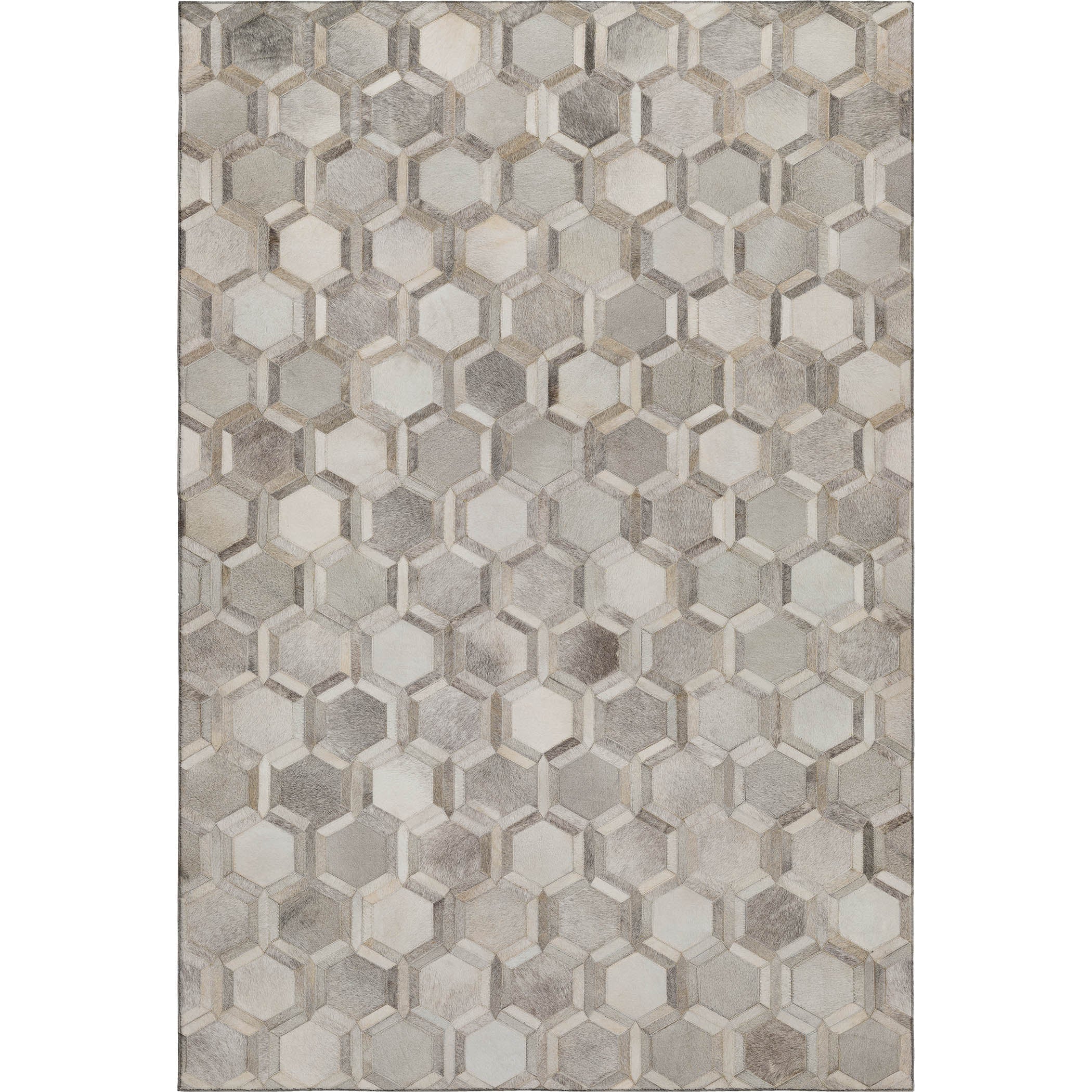 Oaxaca Machine Washable Cowhide Gray Rug 2'6" x 3'10" #shape_Rectangle