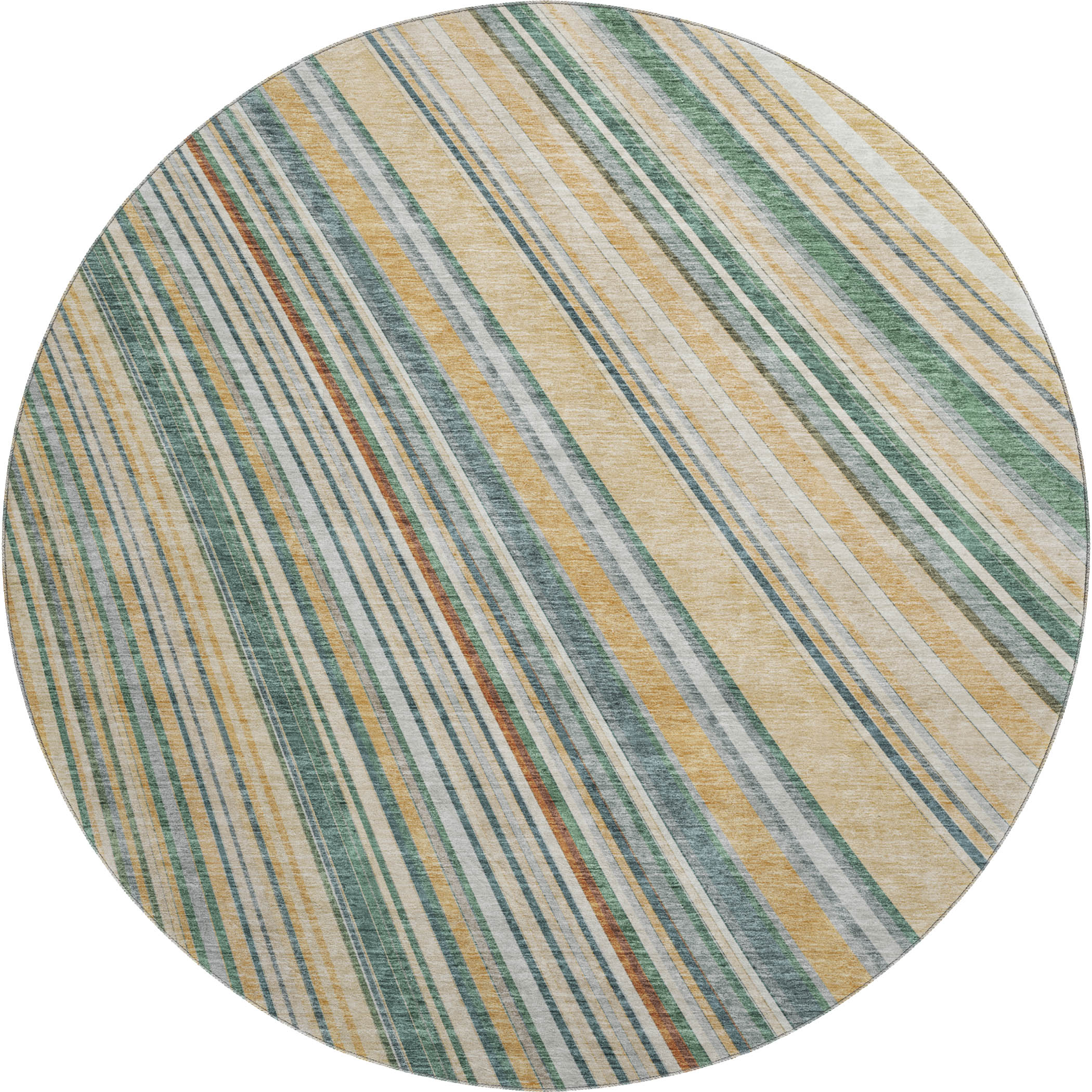 Chiang Mai Machine Washable Transitional Beige Brown Rug 8' x 8' #shape_Round