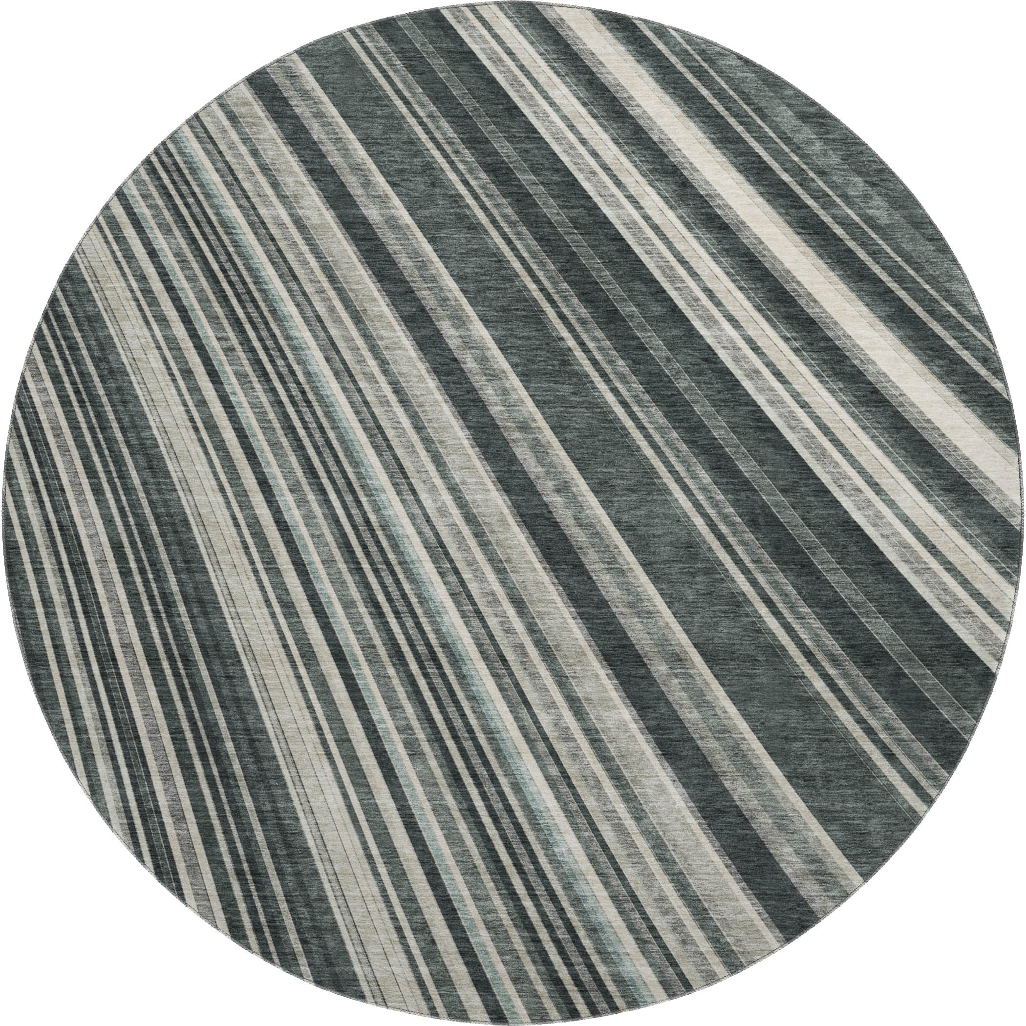 Chiang Mai Machine Washable Transitional Black Rug 8' x 8' #shape_Round