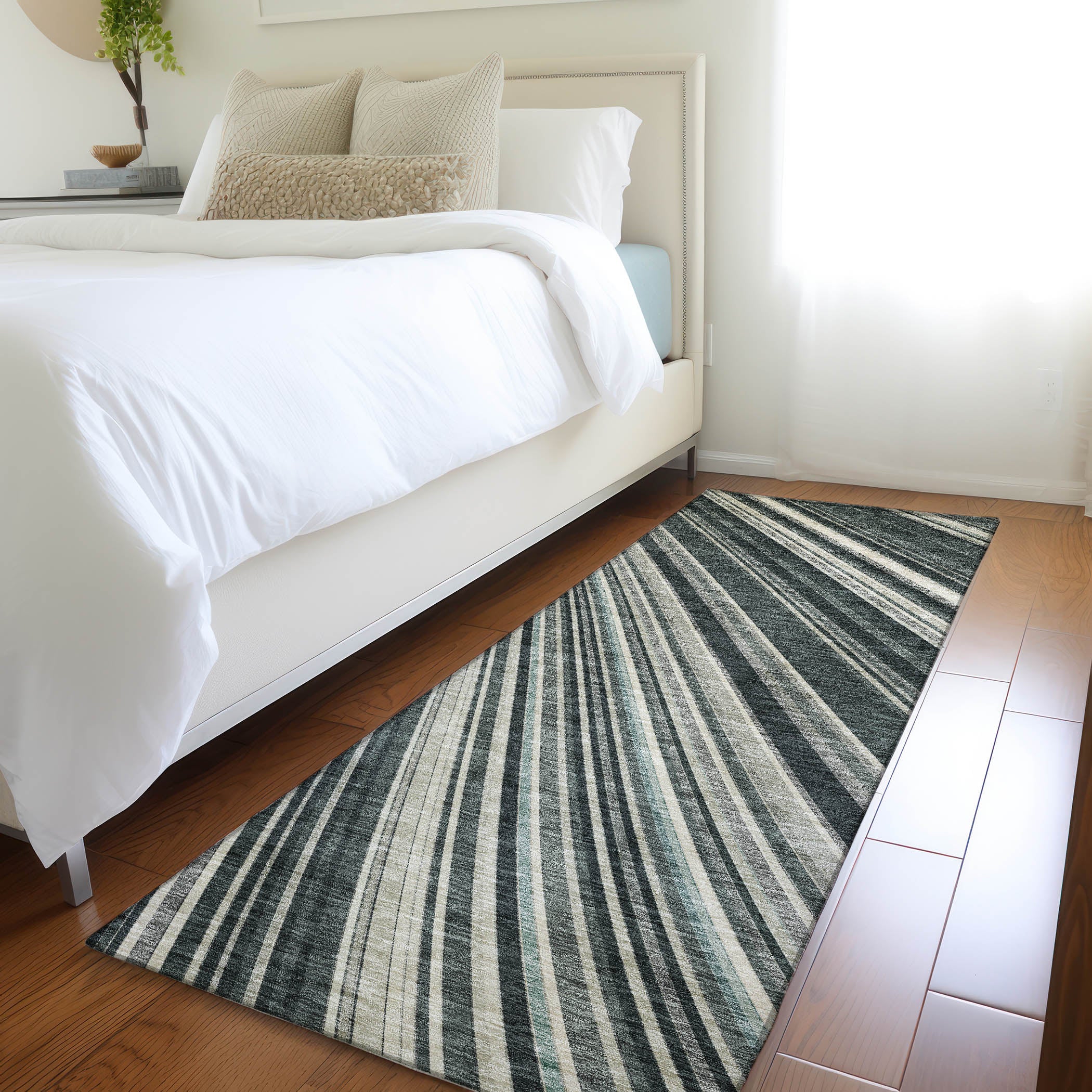 Chiang Mai Machine Washable Transitional Black Rug 2'3" x 7'6" #shape_Runner