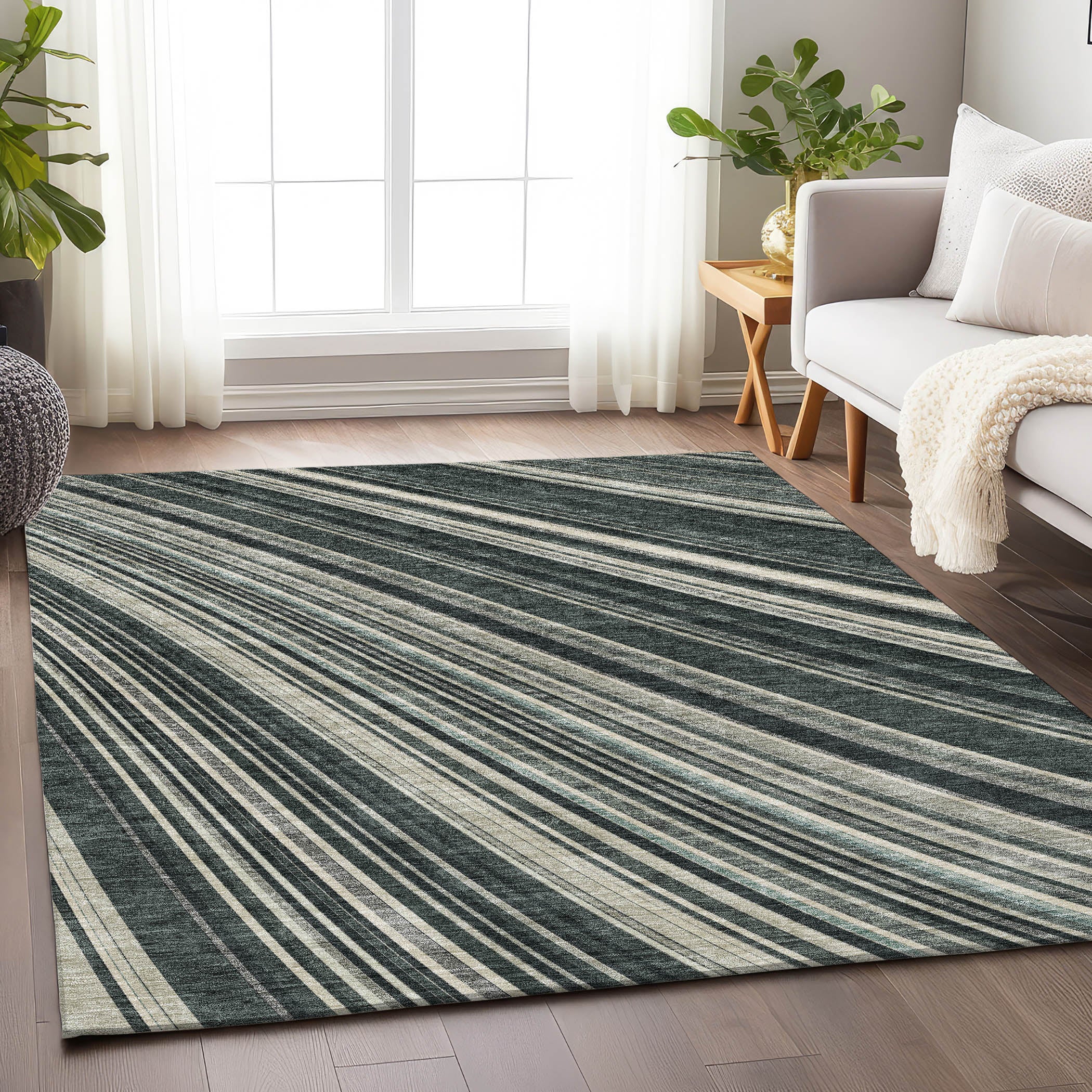 Chiang Mai Machine Washable Transitional Black Rug 2'6" x 3'10" #shape_Rectangle