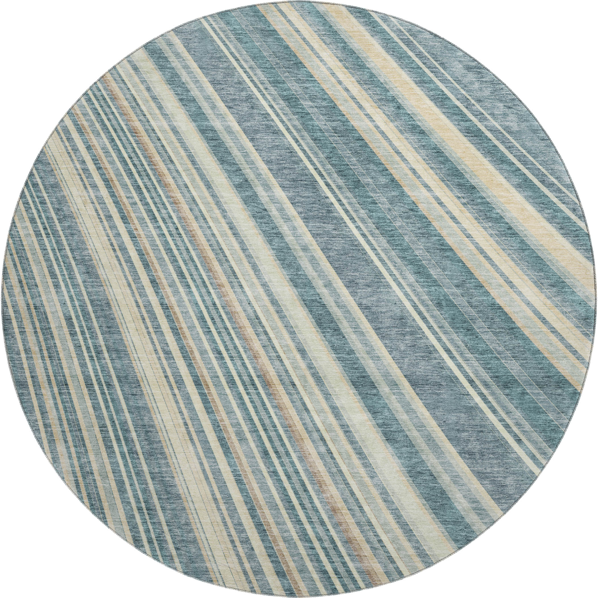 Chiang Mai Machine Washable Transitional Sky Blue Rug 8' x 8' #shape_Round