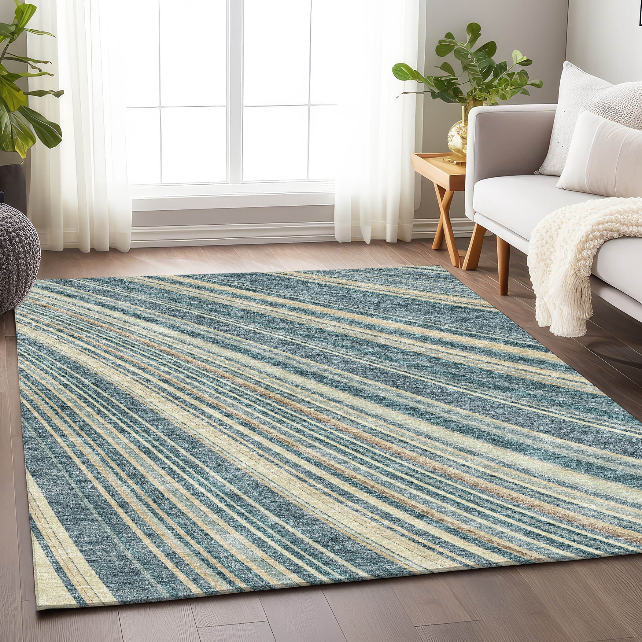 Chiang Mai Machine Washable Transitional Sky Blue Rug 2'6" x 3'10" #shape_Rectangle