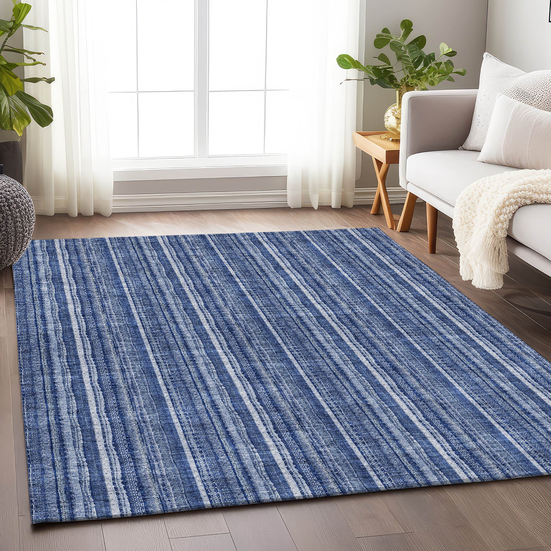 Ghent Machine Washable Transitional Denim Blue Rug 2'6" x 3'10" #shape_Rectangle