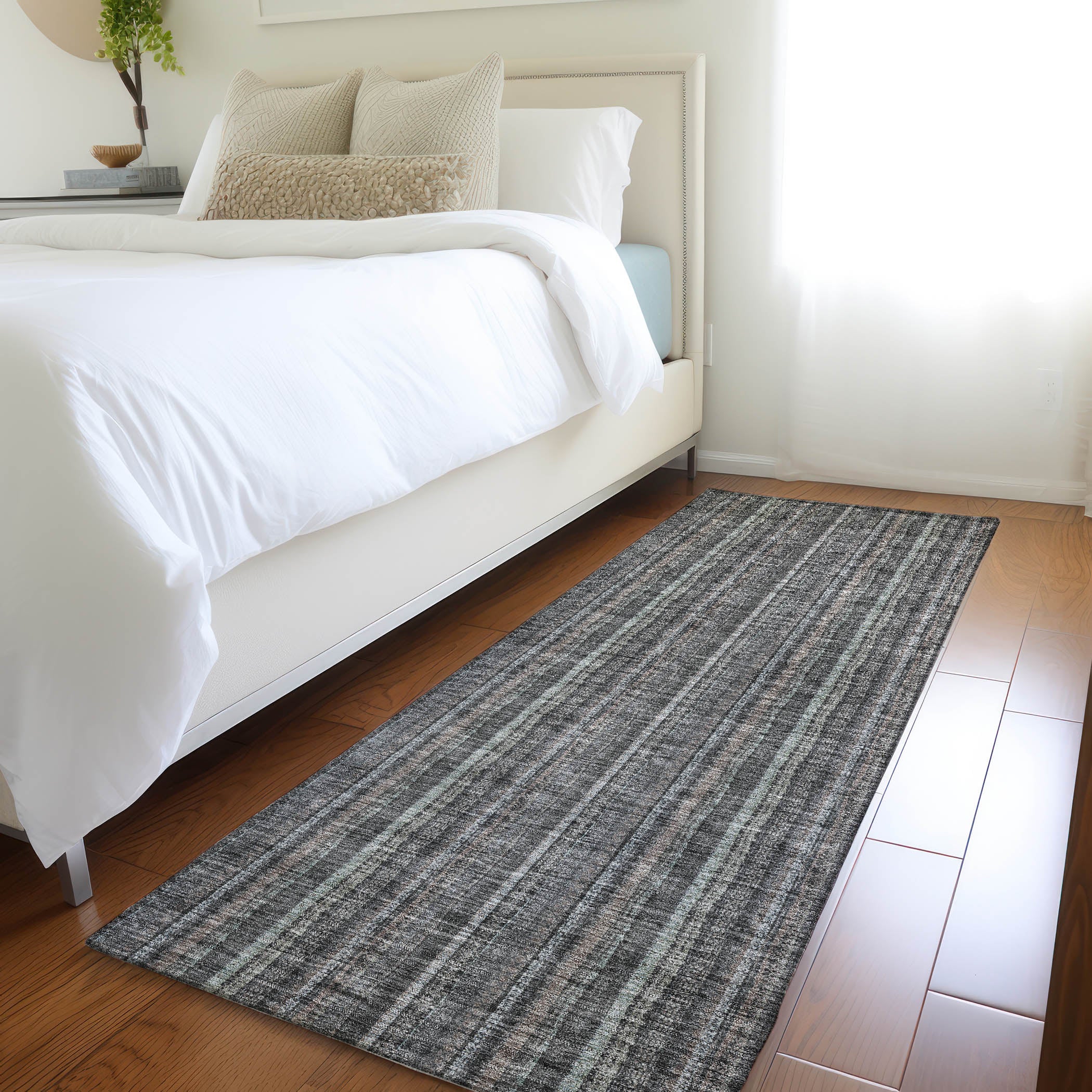 Ghent Machine Washable Transitional Gray Rug 2'3" x 7'6" #shape_Runner