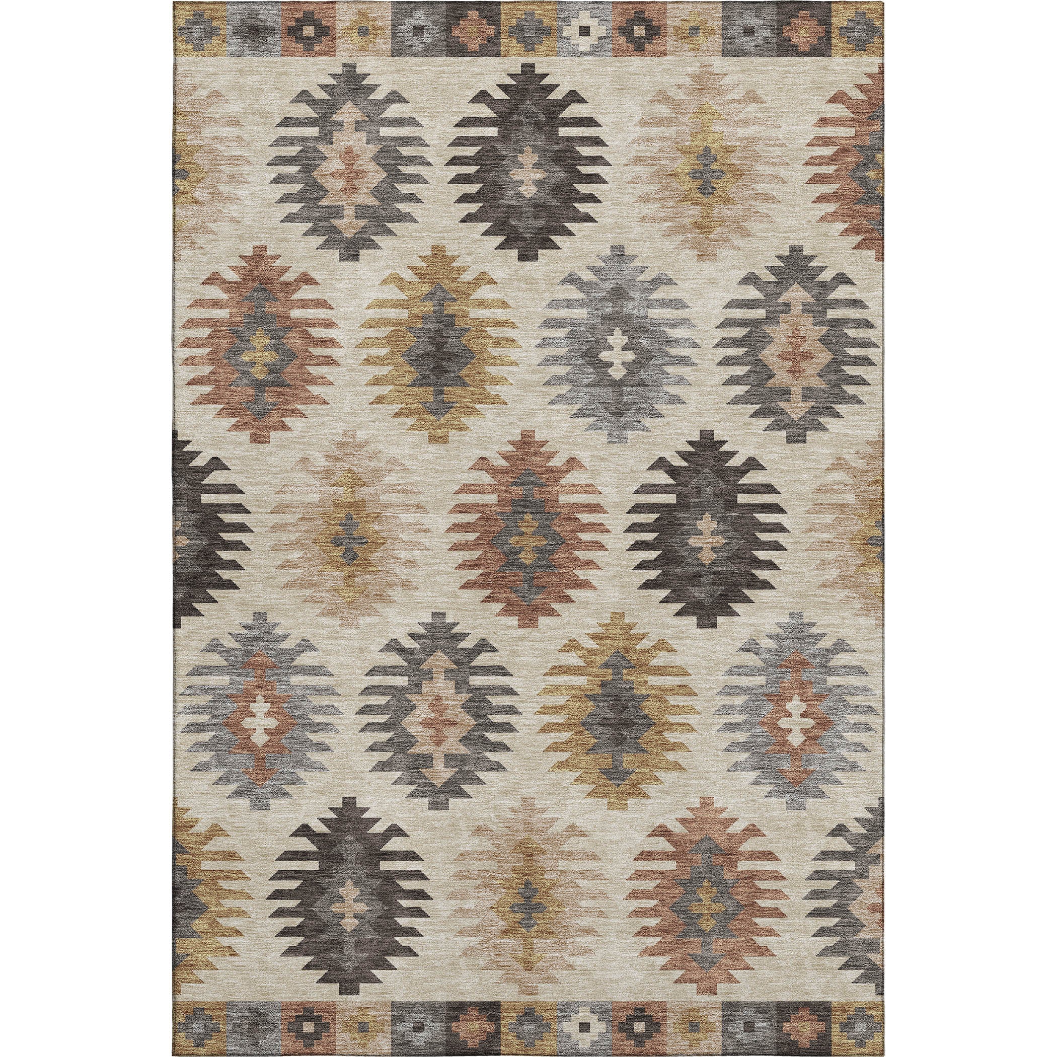 Luang Prabang Machine Washable Transitional Beige Brown Rug 2'6" x 3'10" #shape_Rectangle