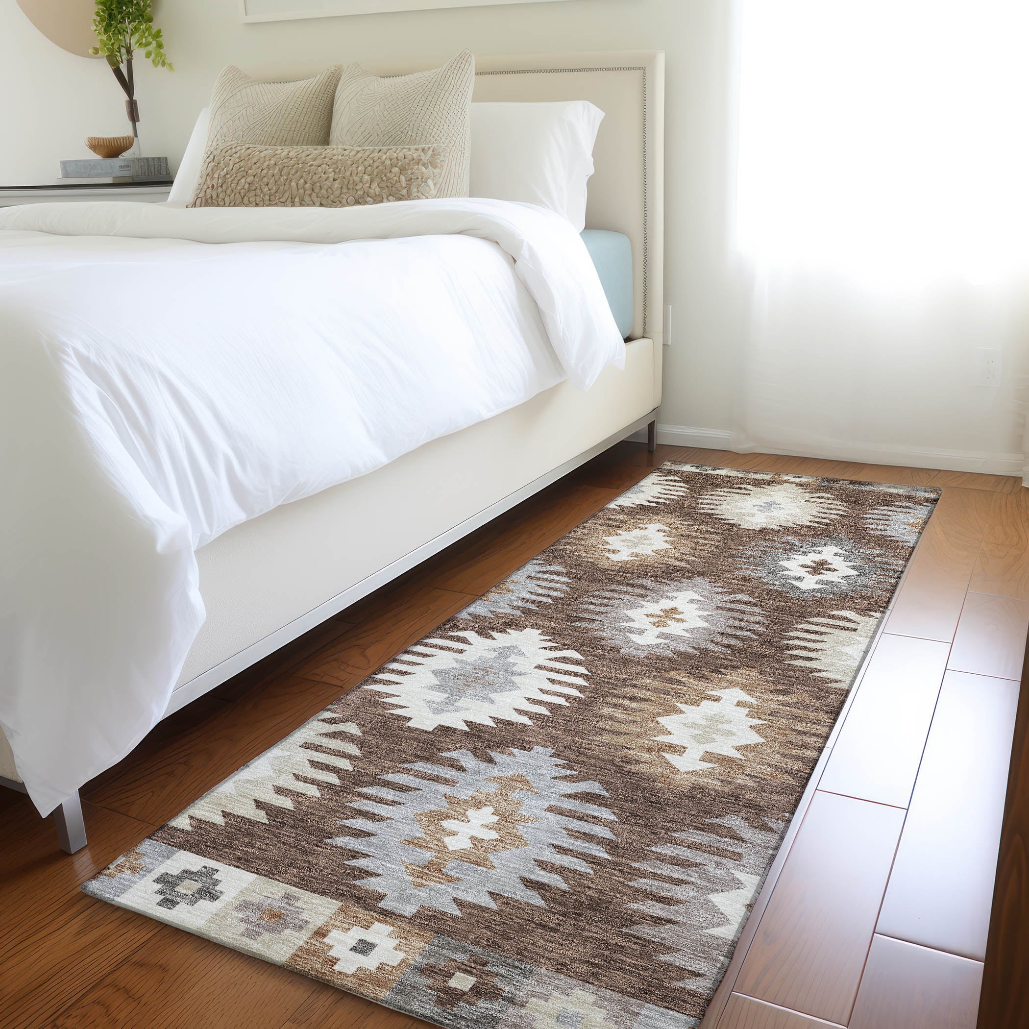 Luang Prabang Machine Washable Transitional Brown Rug 2'3" x 7'6" #shape_Runner