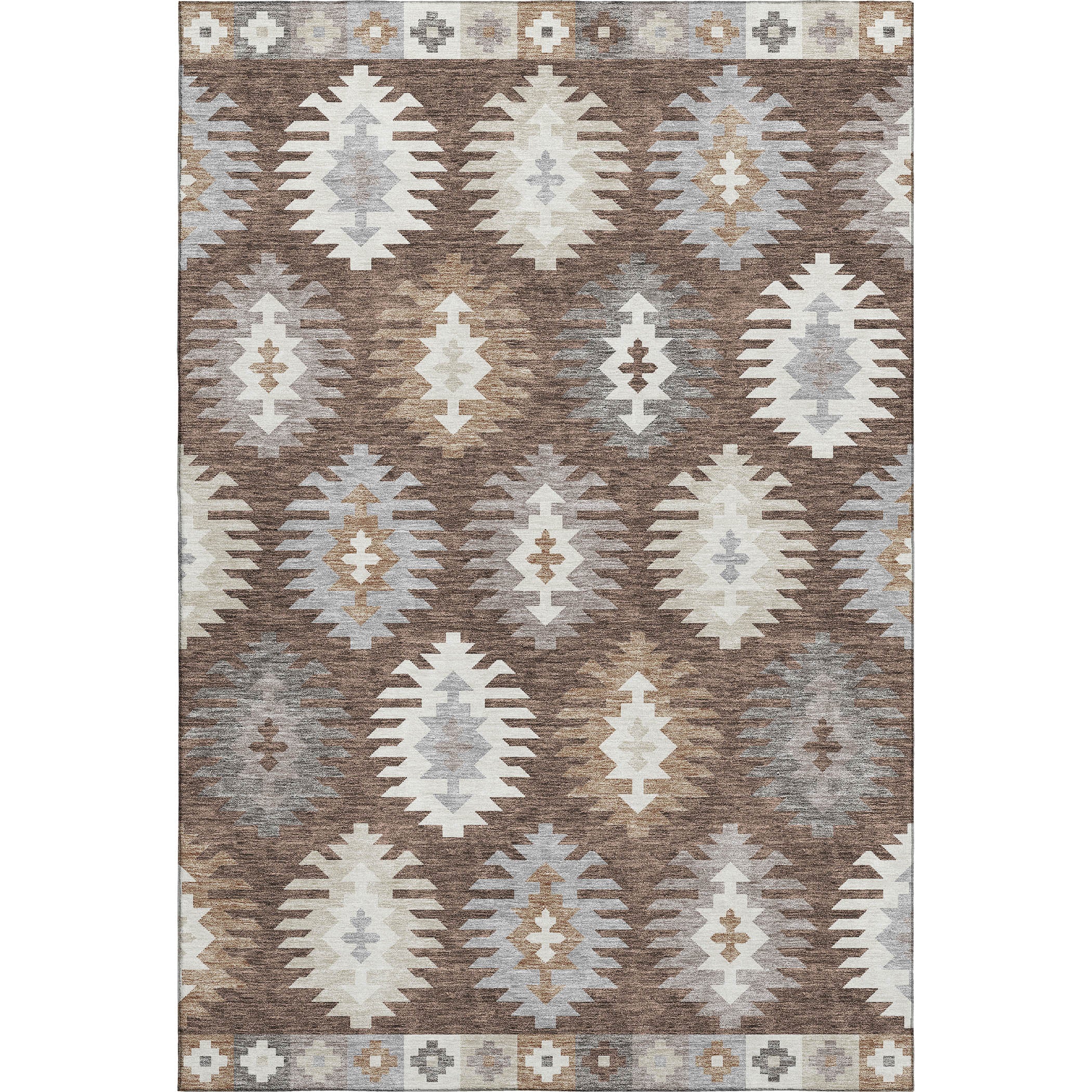 Luang Prabang Machine Washable Transitional Brown Rug 2'6" x 3'10" #shape_Rectangle