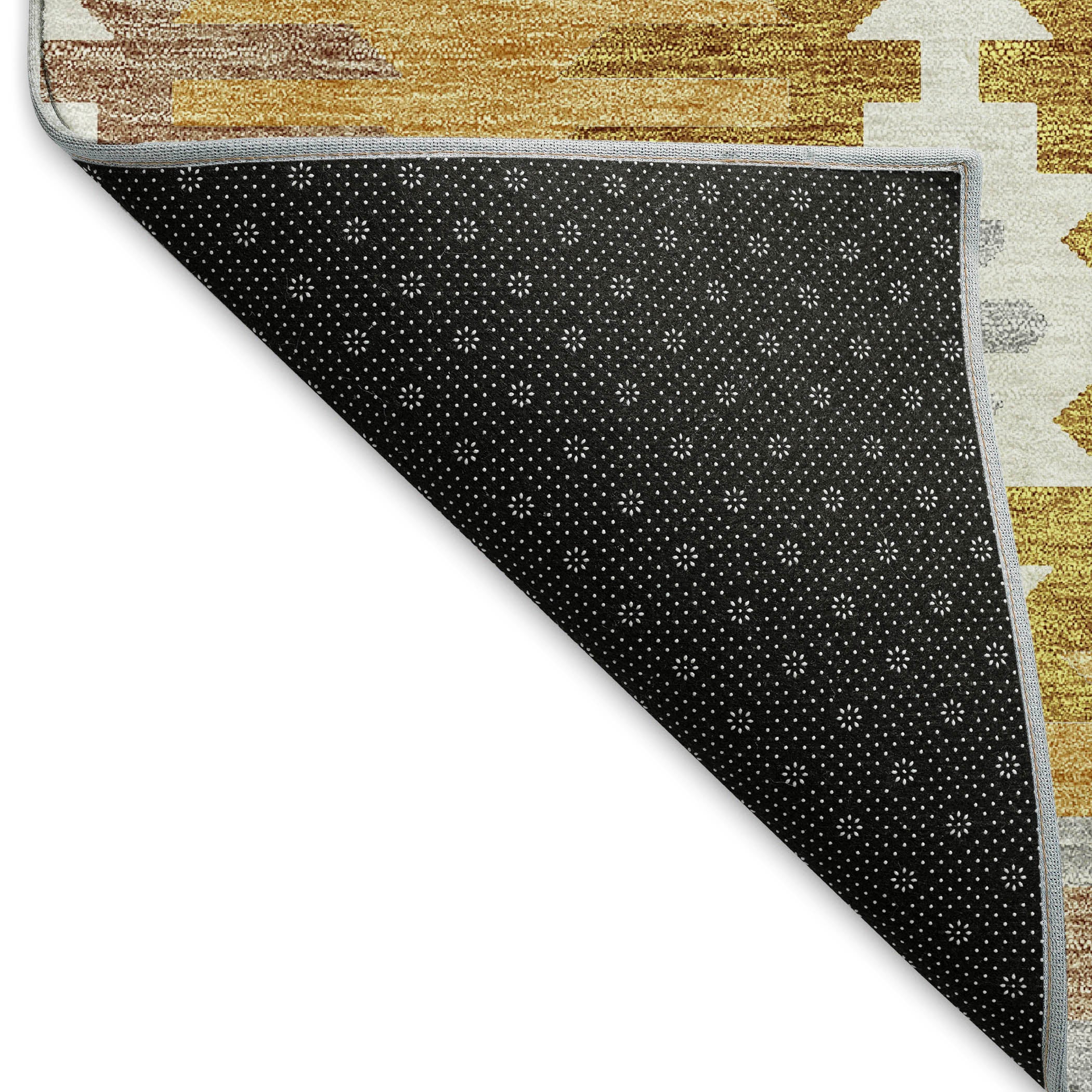 Luang Prabang Machine Washable Transitional Gold Rug 1'8" x 2'6" #shape_Rectangle