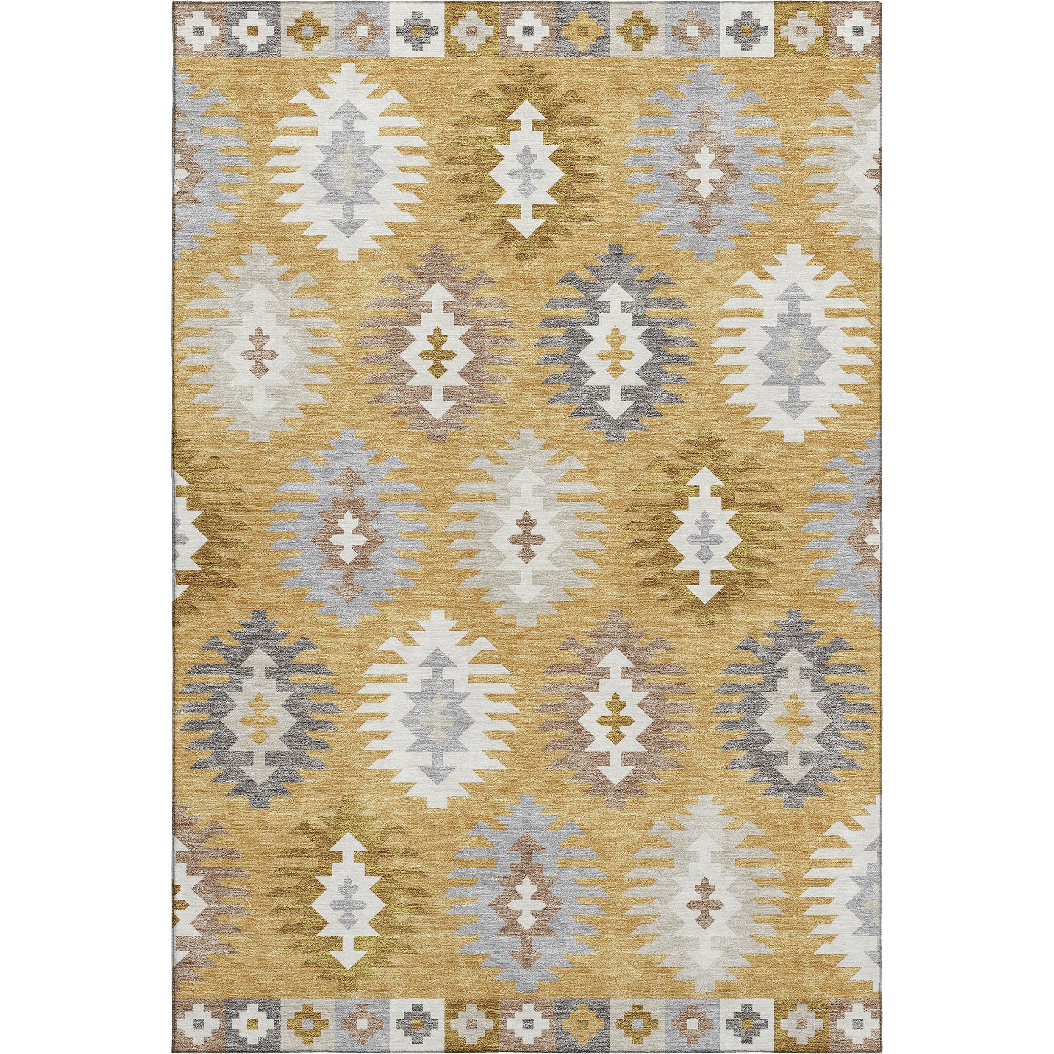 Luang Prabang Machine Washable Transitional Gold Rug 2'6" x 3'10" #shape_Rectangle