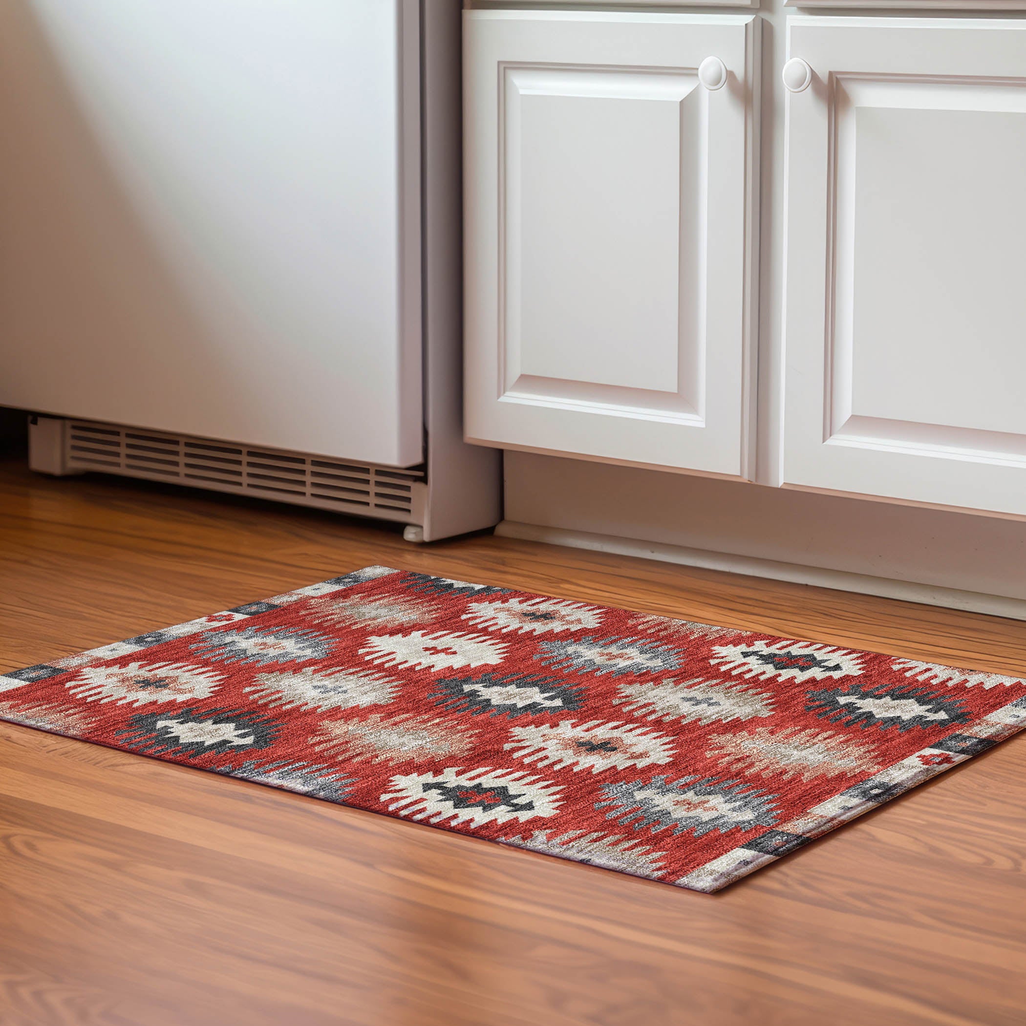 Luang Prabang Machine Washable Transitional Red Rug 1'8" x 2'6" #shape_Rectangle