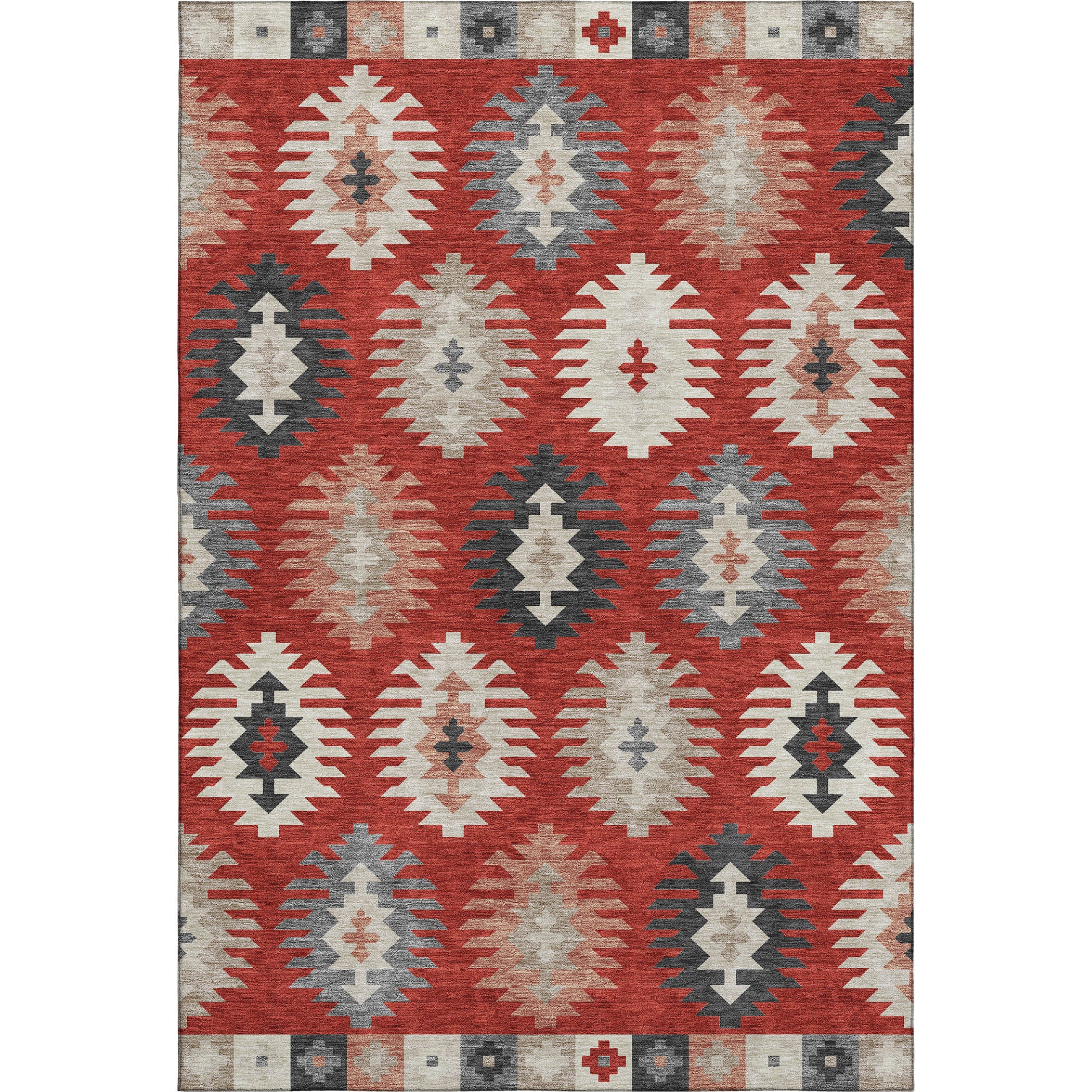 Luang Prabang Machine Washable Transitional Red Rug 2'6" x 3'10" #shape_Rectangle